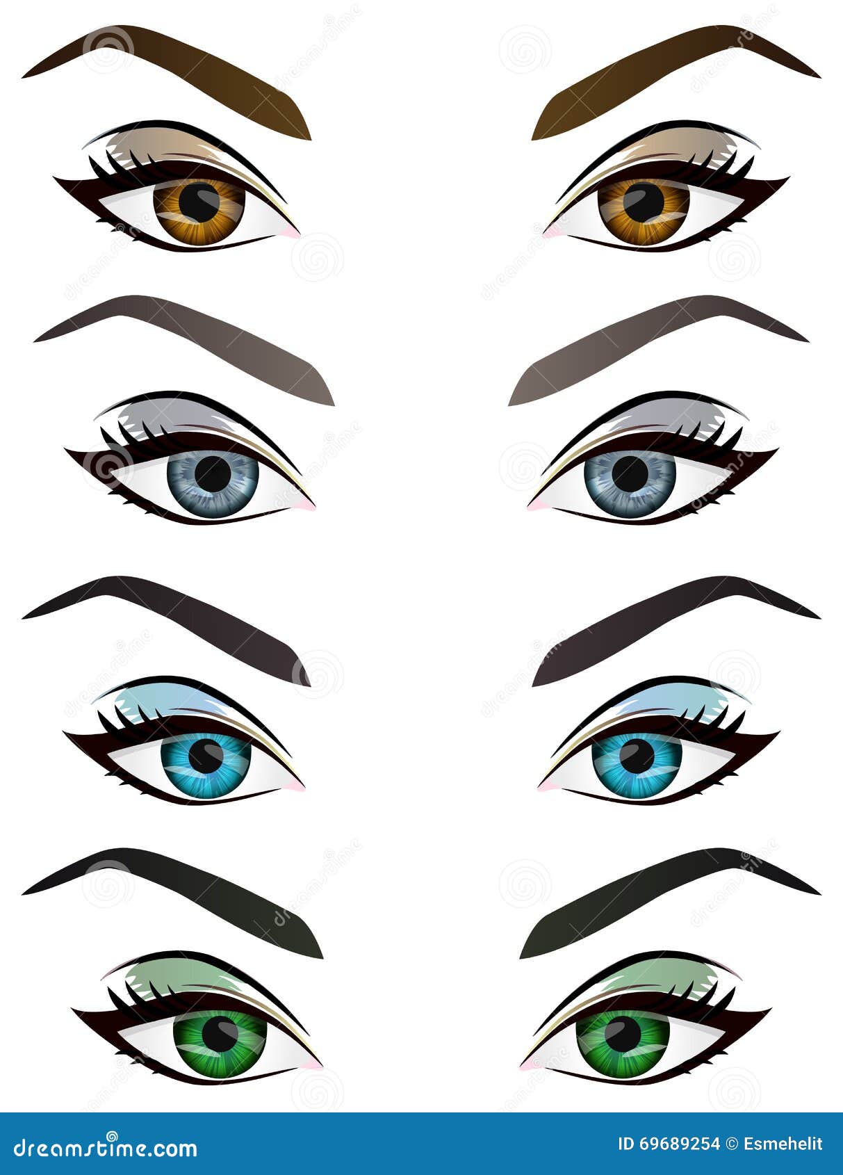 Set of Realistic Cartoon Vector Female Eyes and Eyebrows Stock Vector - Illustration of adult, look: 69689254 Set of Realistic Cartoon Vector Female Eyes and Eyebrows Stock Vector - Illustration of adult, look: 69689254