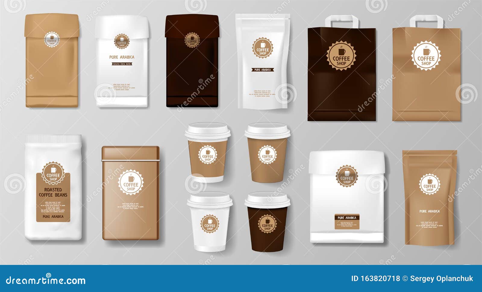 Download Set Of Realistic Coffee Packaging Mockup For Coffee Shop Cafe Restaurant Corporate Identity Food Package Hot Drink Stock Vector Illustration Of Modern Coffee 163820718