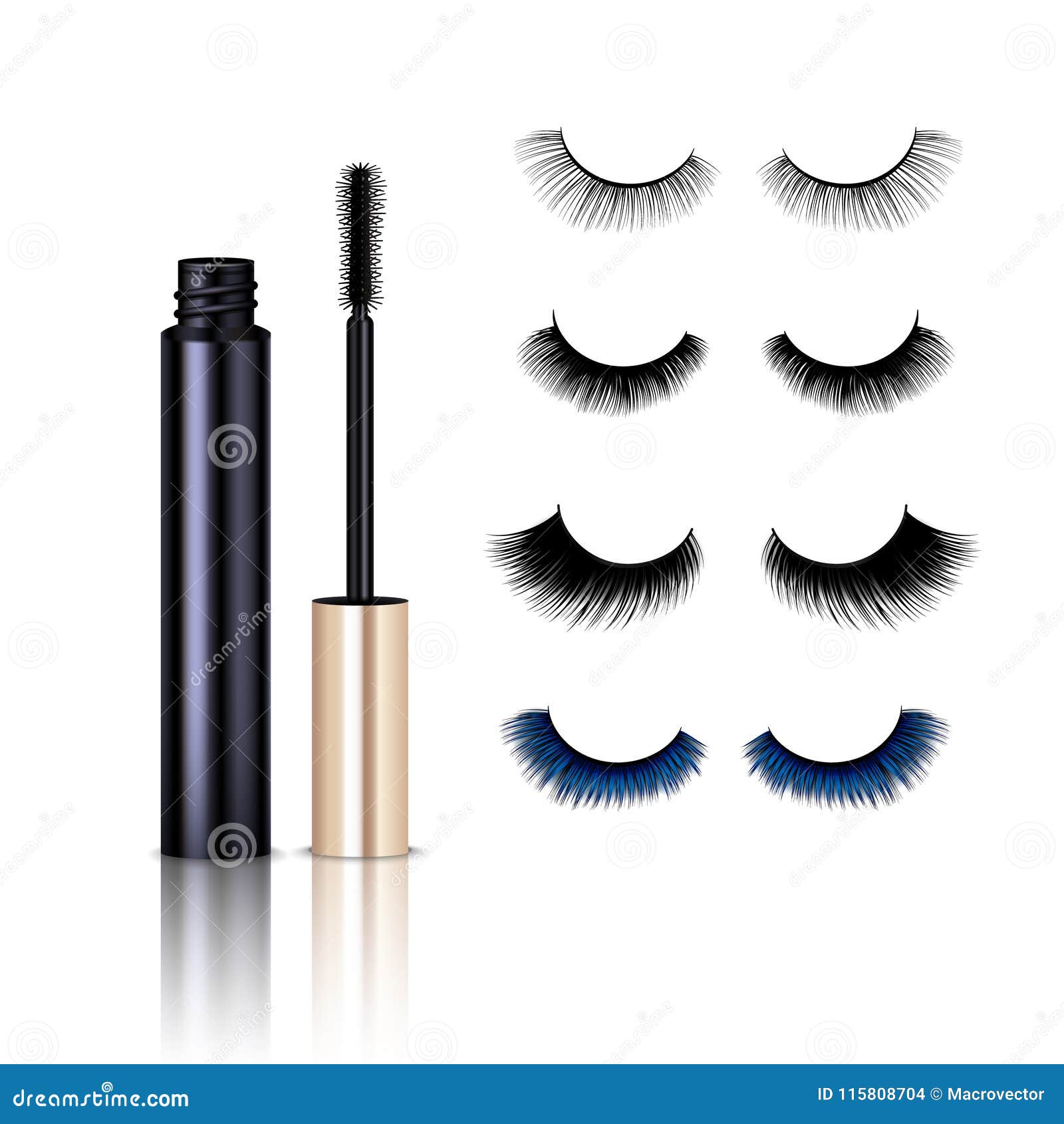 Realistic False Lashes Mascara Set Stock Vector Illustration of