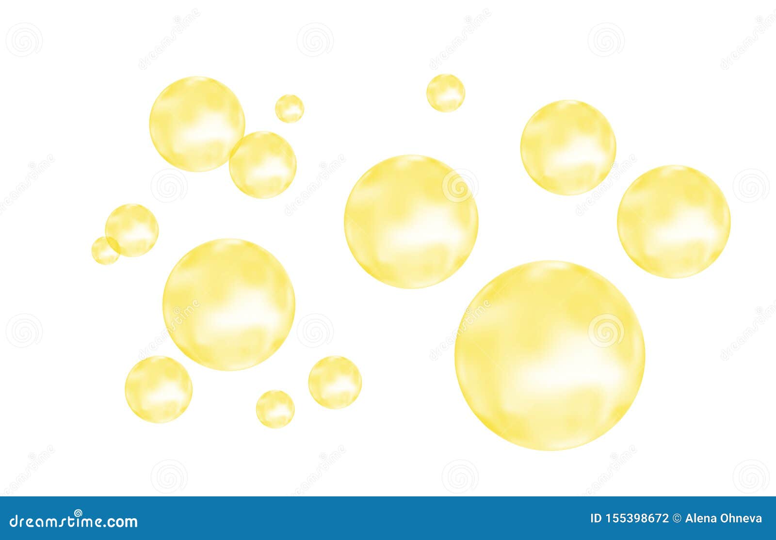 Set of Realistic Glossy Gold Bubbles Stock Vector Illustration of