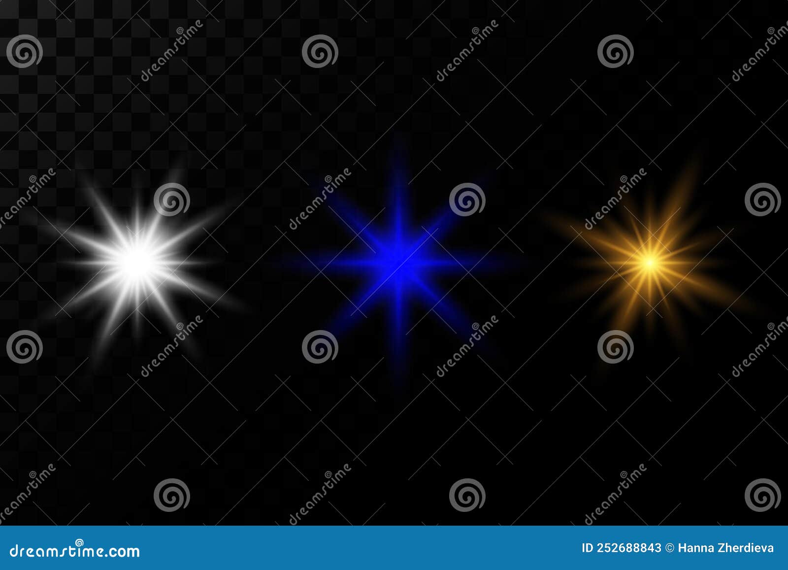 Set of Realistic Light Glare, Highlight, Lens Flare . Shining