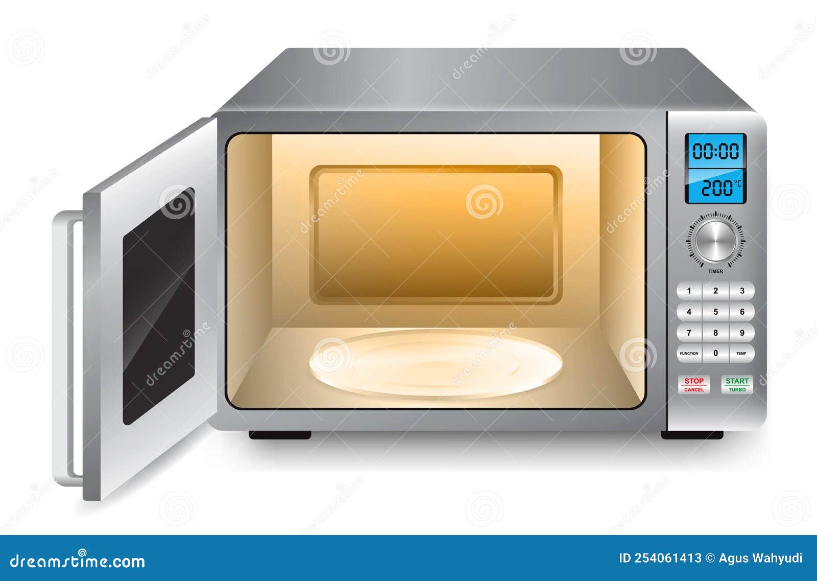 Set of Realistic Microwave Oven Front View Appliance or Electric