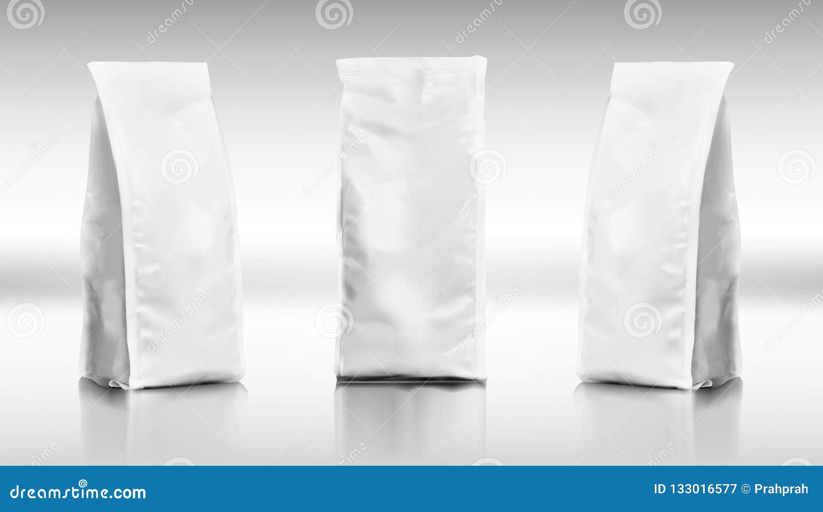 Set of Realistic Plastic Food Tall Bags Stock Vector Illustration of