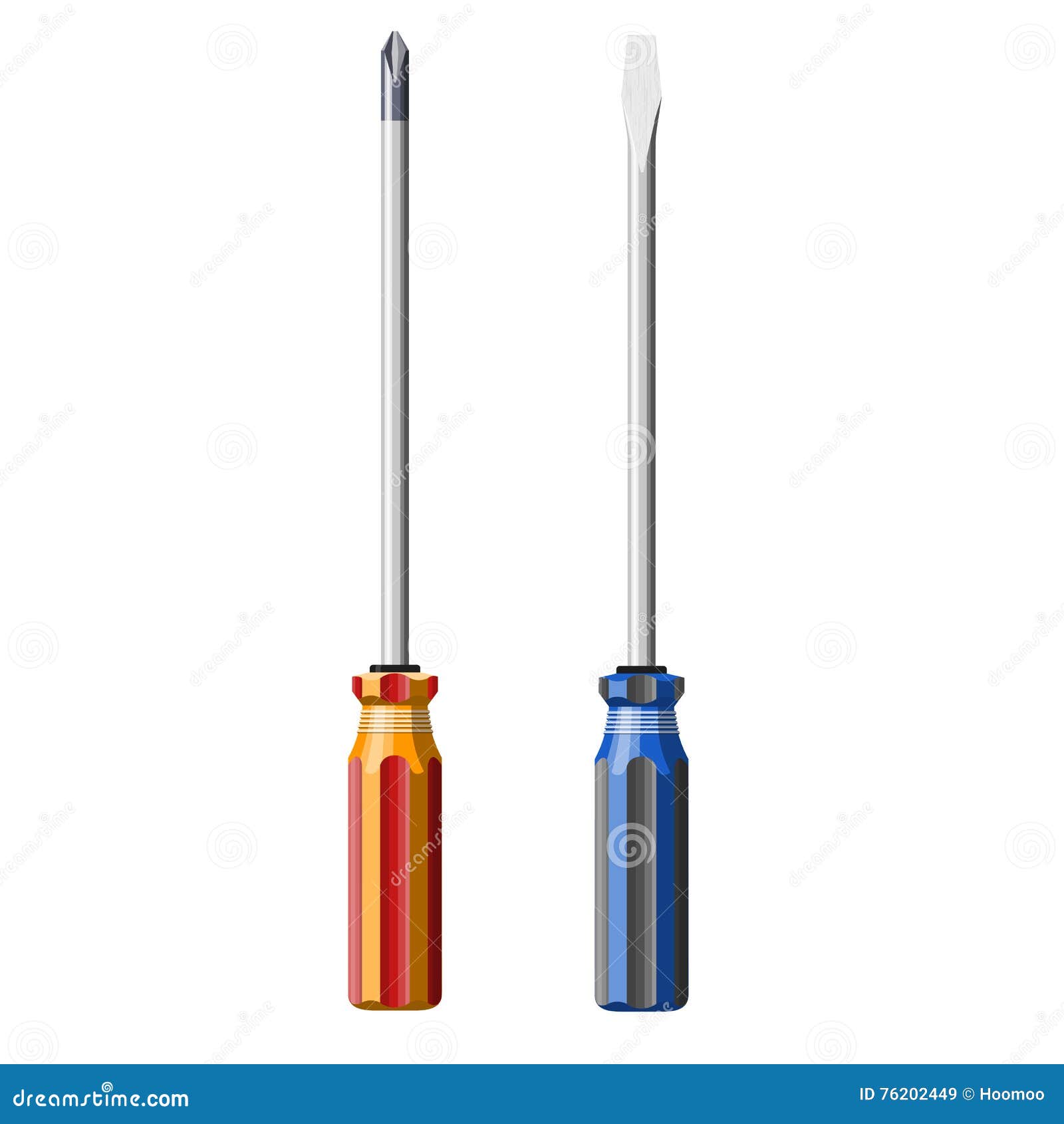 Set Of Realistic Screwdrivers, Crosshead And Flathead. Vector
