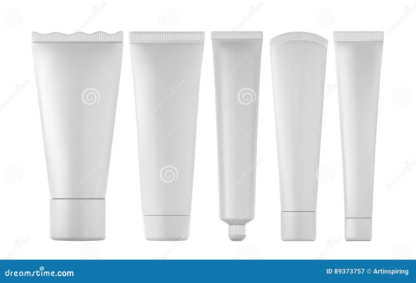 set of realistic toothpaste tube products .
