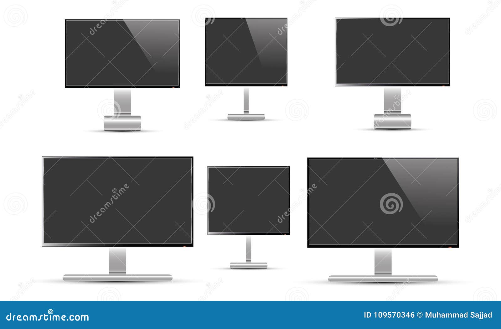 Download Set Of Realistic Tv LCD Monitor Vector Editorial Photo ...