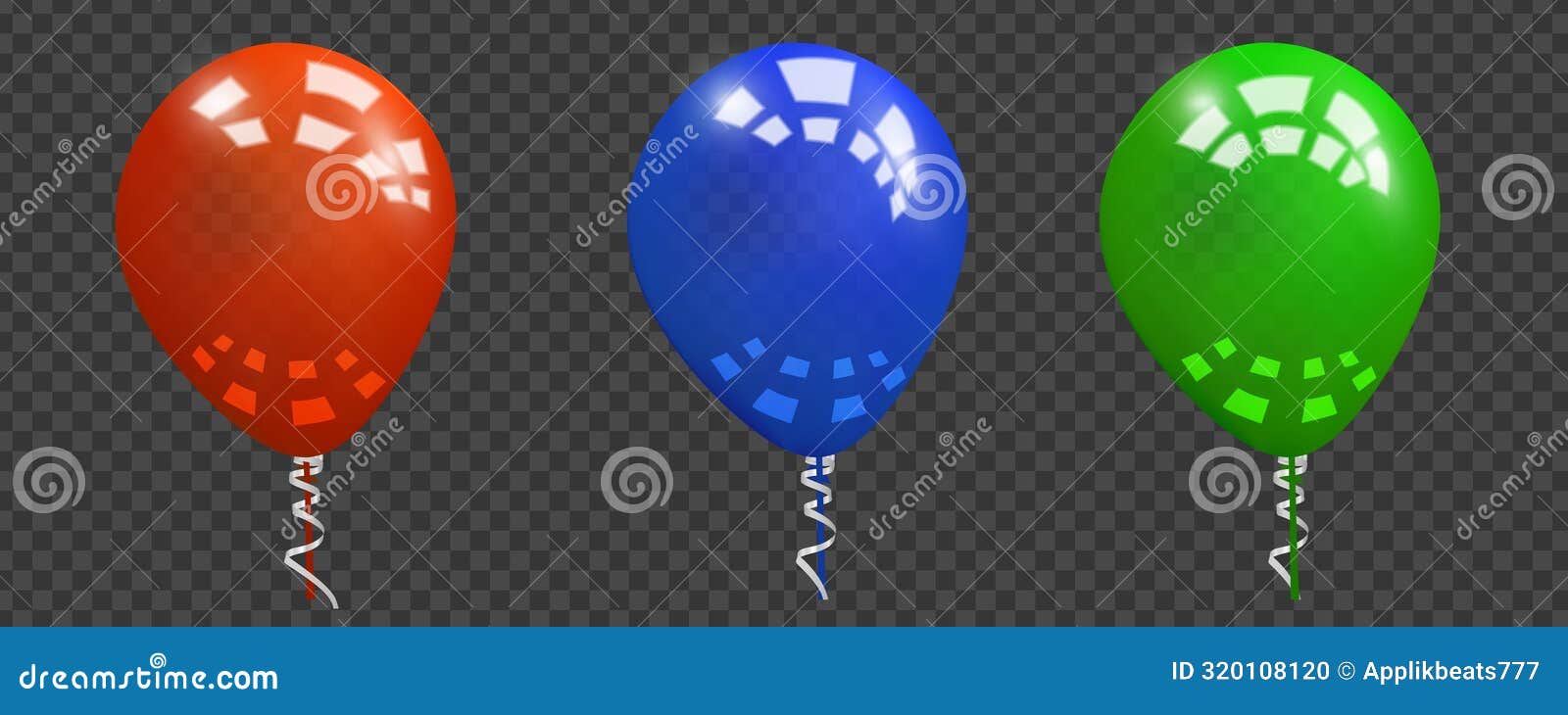 set of realistic  colorful balloons  on transparent background. 3d realistic balloons, from different sides and pink