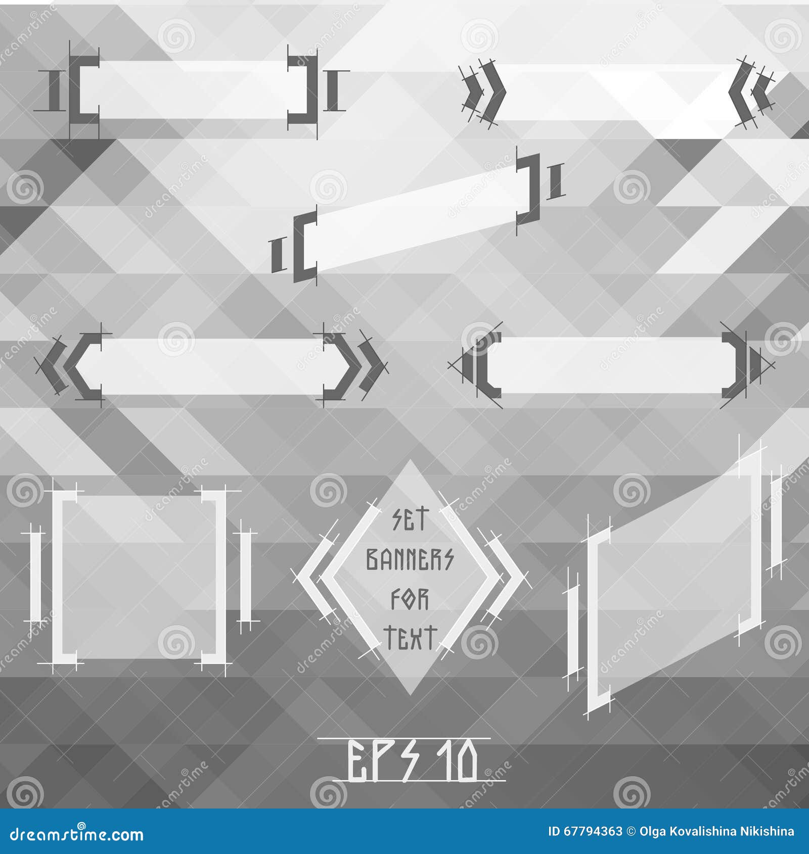 Set of Rectangular Graphic Tech Banners for Text Stock Vector Illustration of modern, rhombus