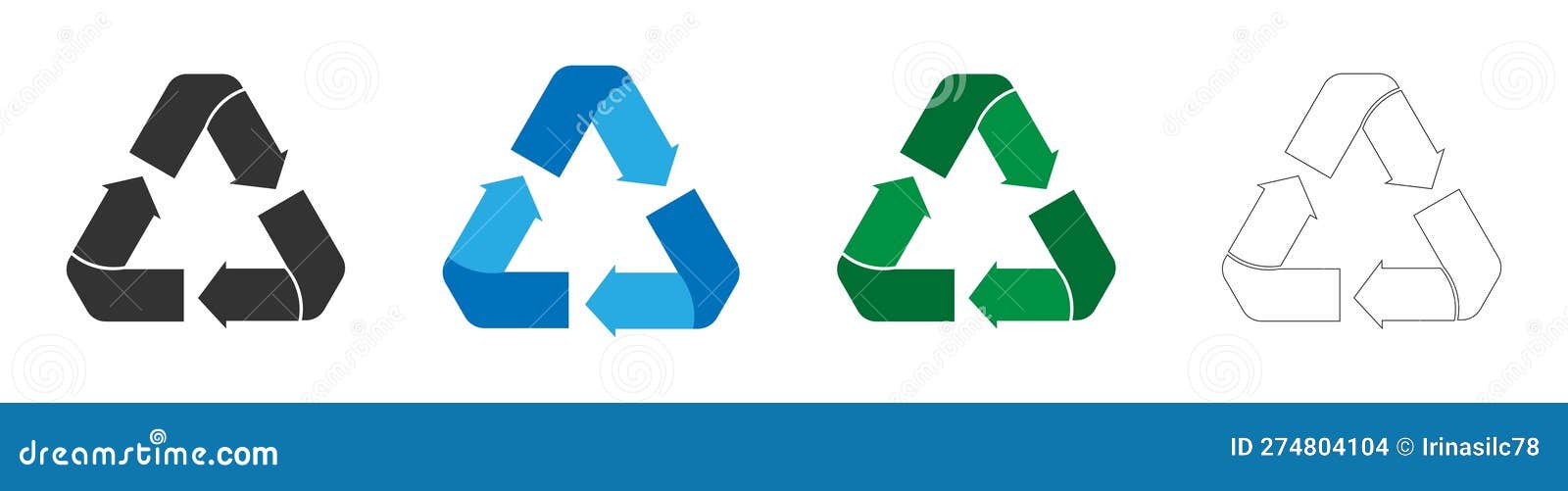 set of recycling icons. triangle recycling sign 