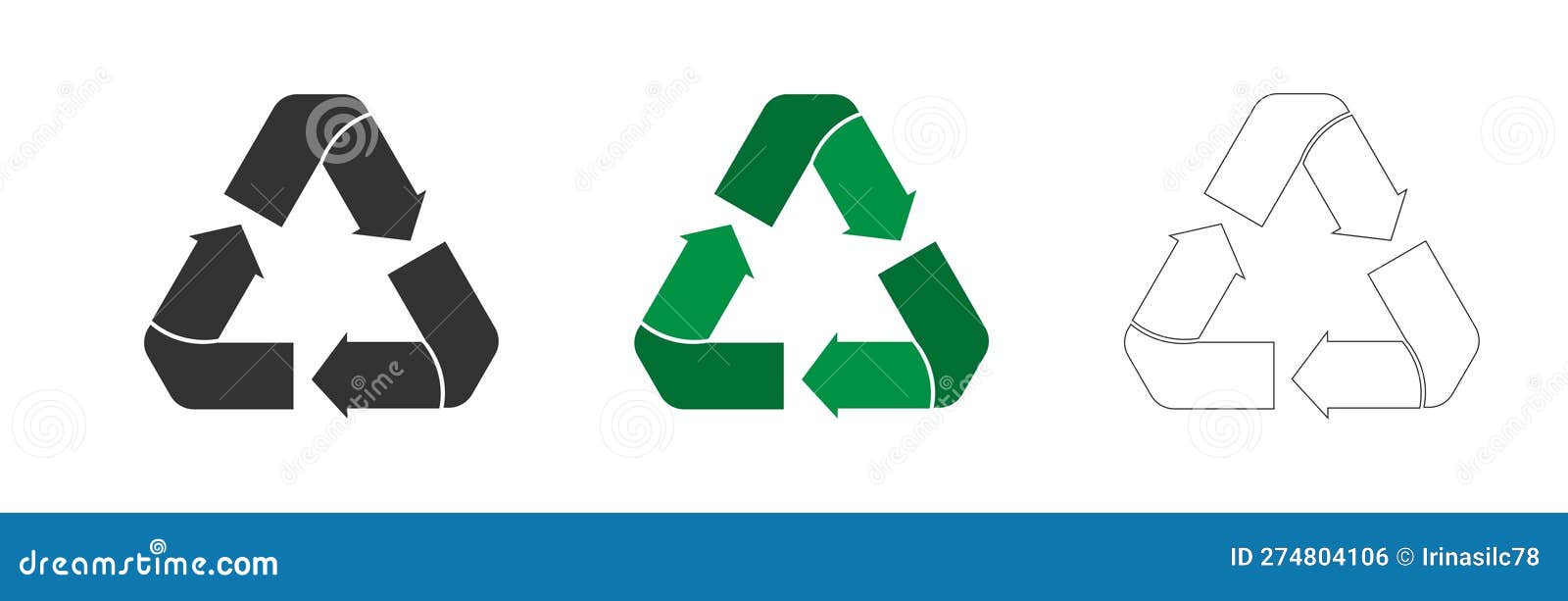 set of recycling icons. triangle recycling sign 