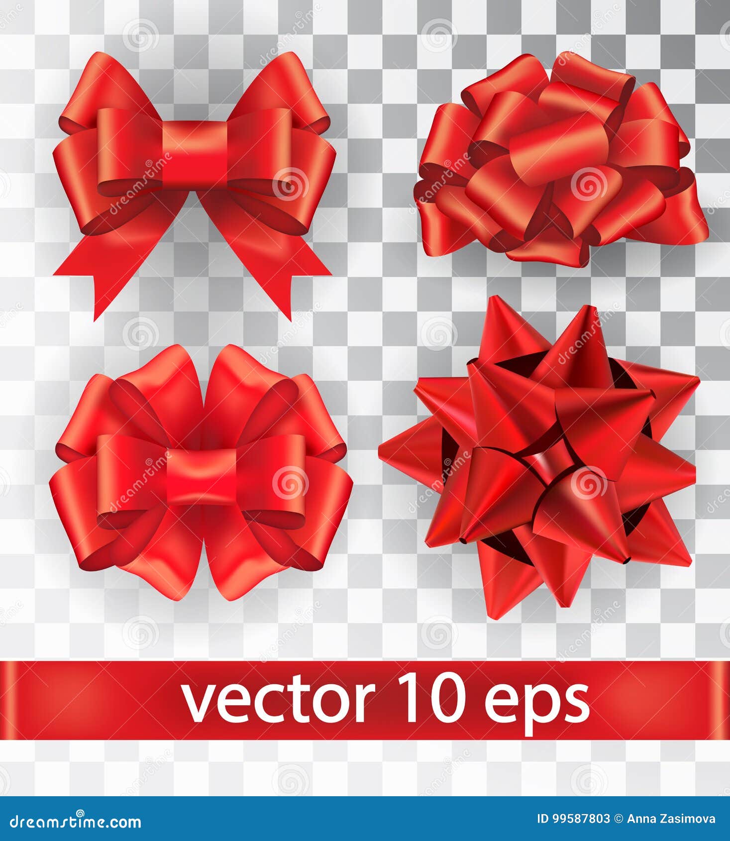 red bows for decoration or gifts, Stock vector