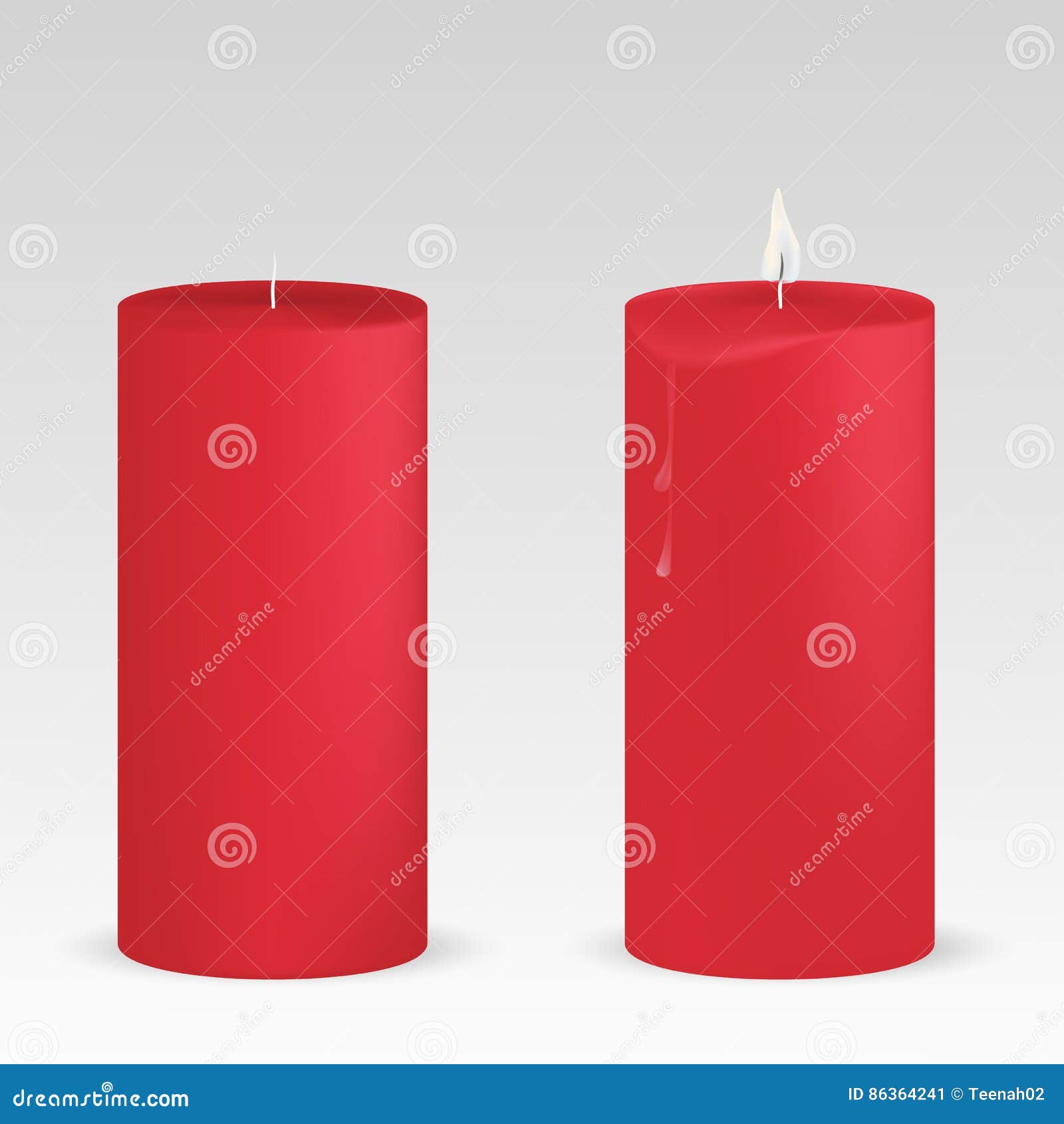 Set Of Red Candles With And Without Flame On White Background Stock Vector Illustration of