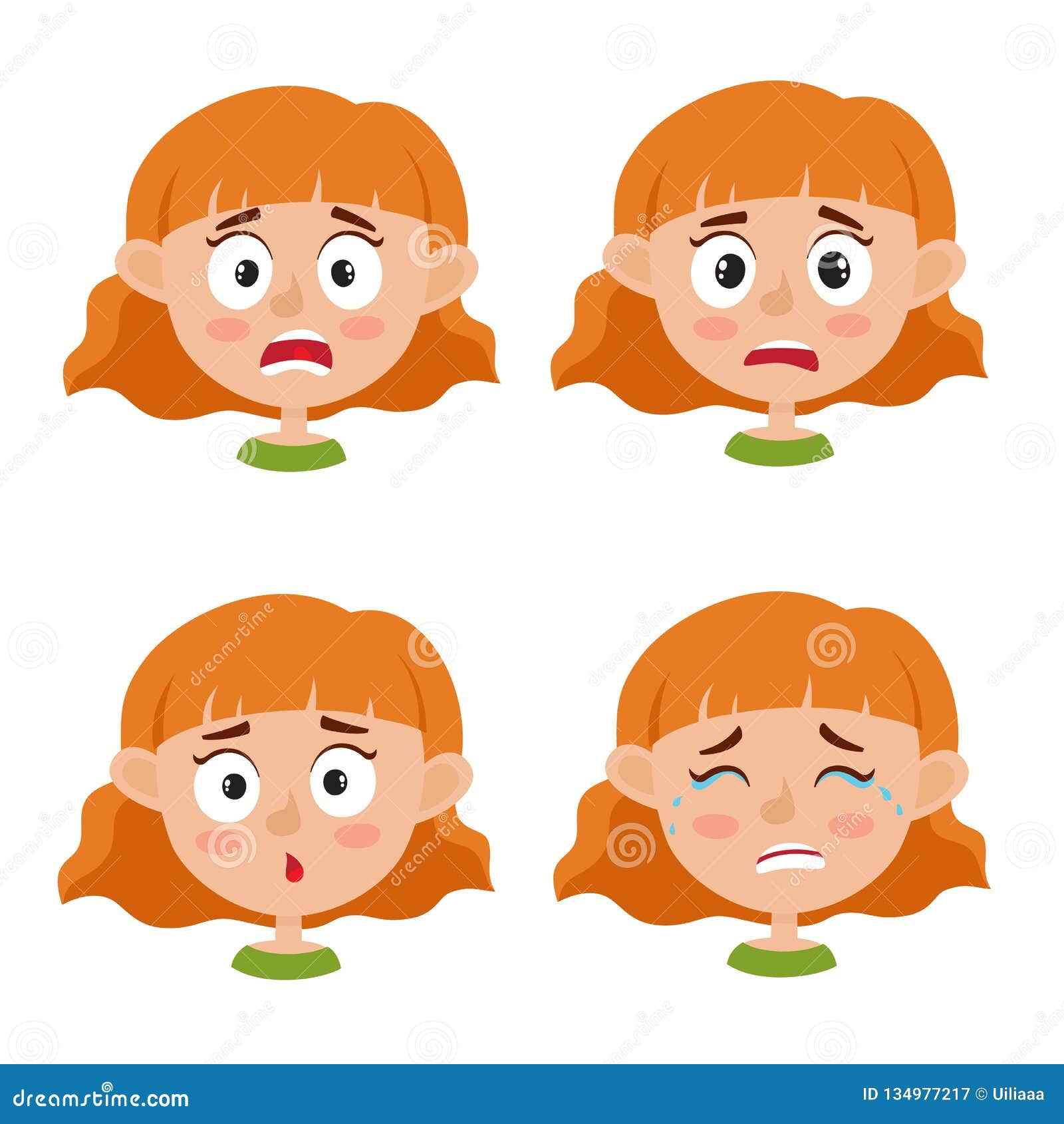 Little Girl Scared Face Expression, Set Of Cartoon Vector Illustrations  Isolated On White Background. Set Of Kid Emotion Face Icons, Facial  Expressions. Royalty Free SVG, Cliparts, Vectors, and Stock Illustration.  Image 151143367.