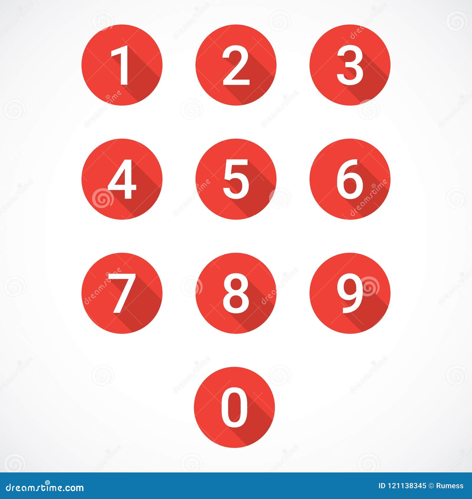 Set of red number icons stock vector. Illustration of vector - 121138345