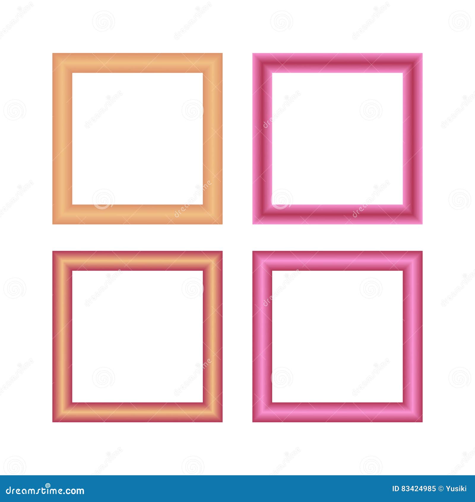 Set of Red and Pink Frames. Stock Illustration Illustration of