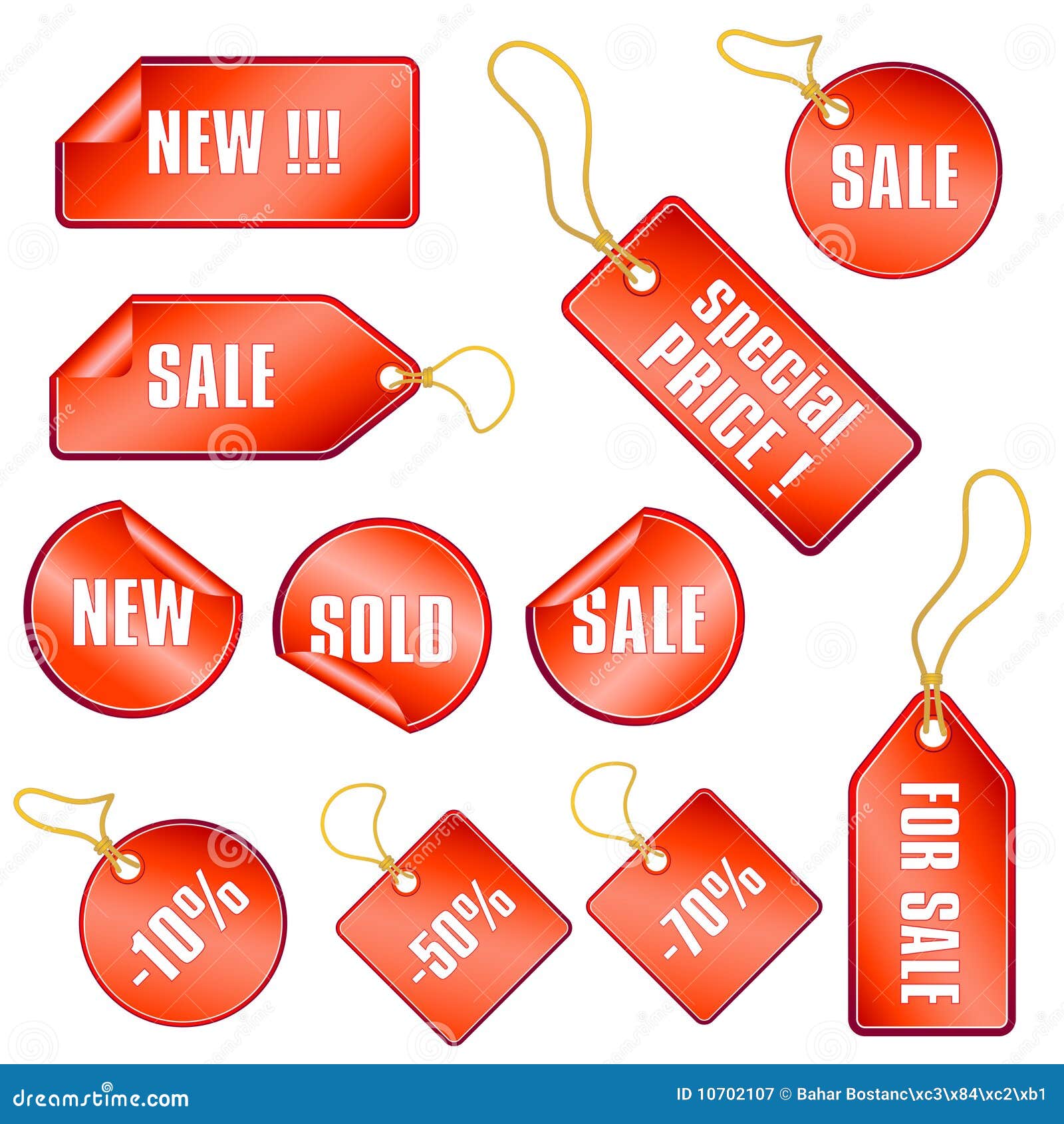 Set of Red Sale Tags and Stickers Stock Vector Illustration of