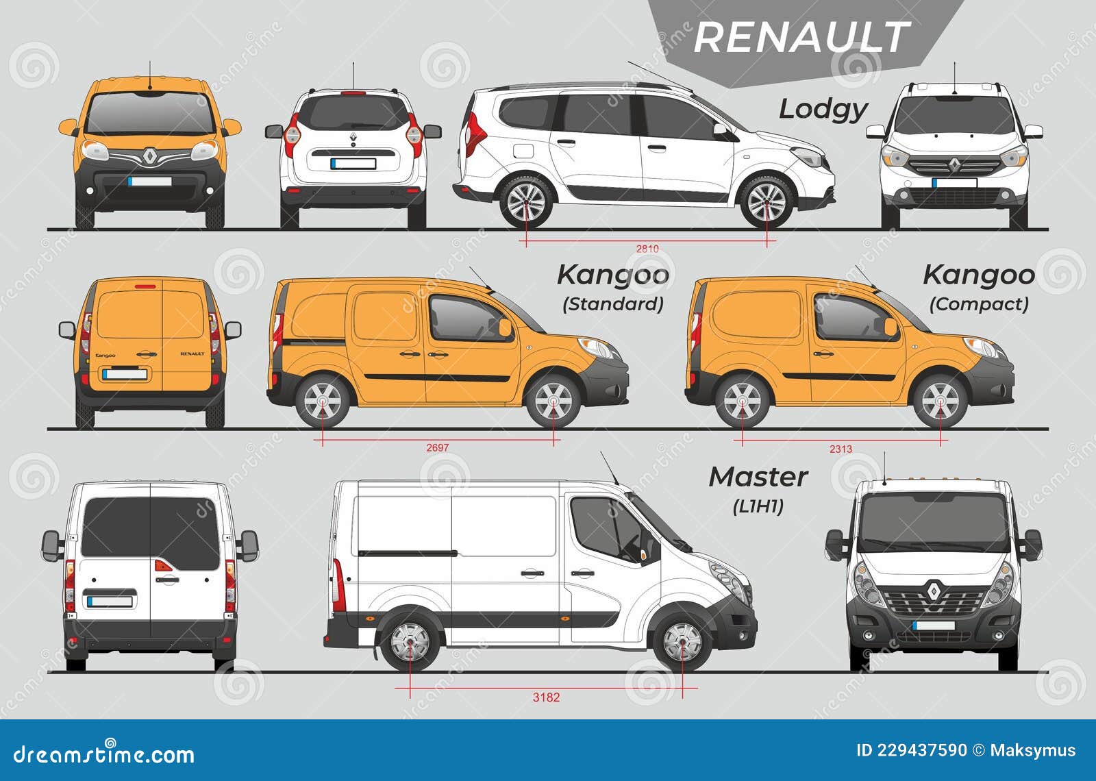 Renault kangoo cargo van 2013 express and maxi Vector Image