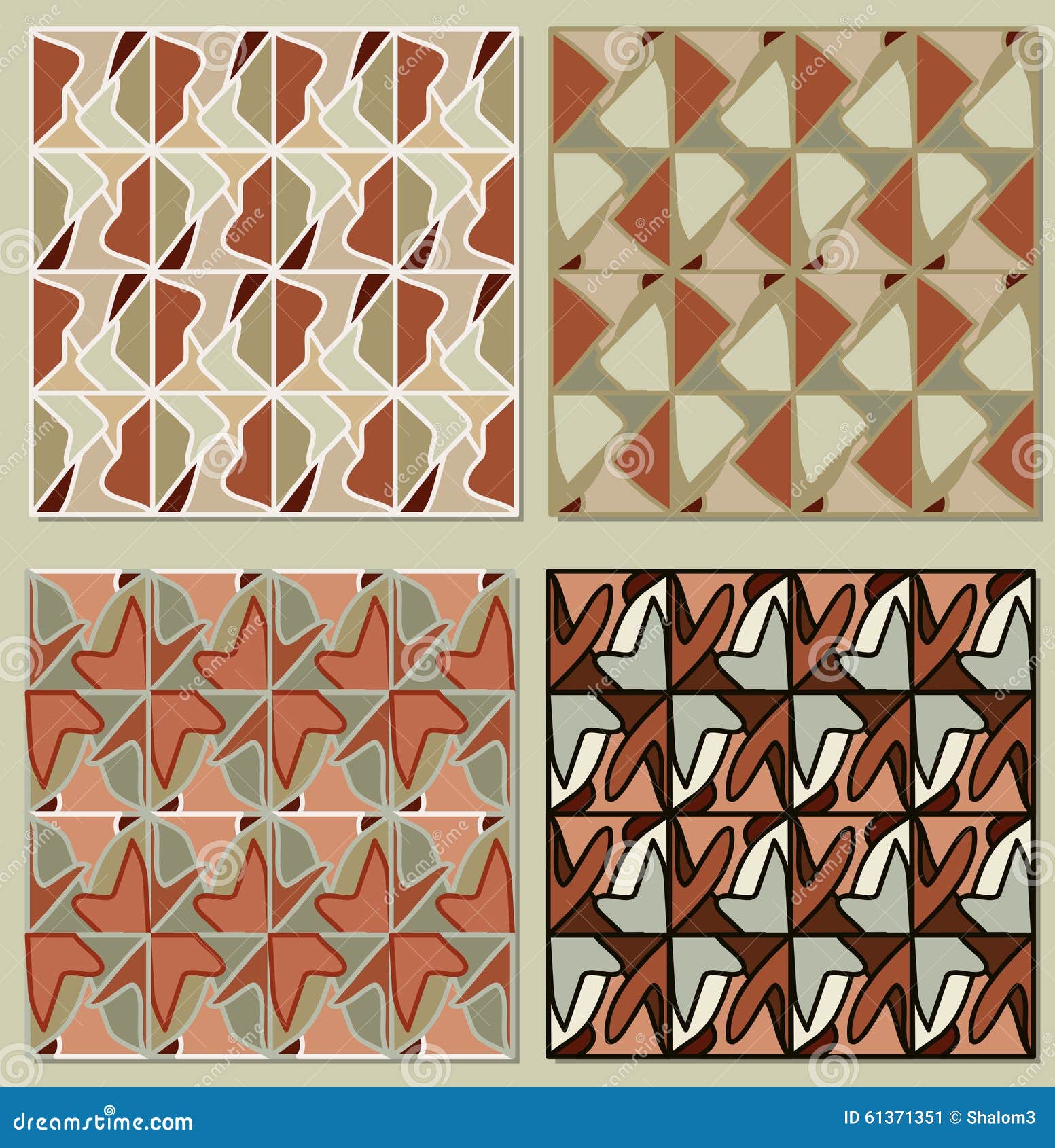 Set of Repeatable Patterns in Muted Colors Stock Vector Illustration
