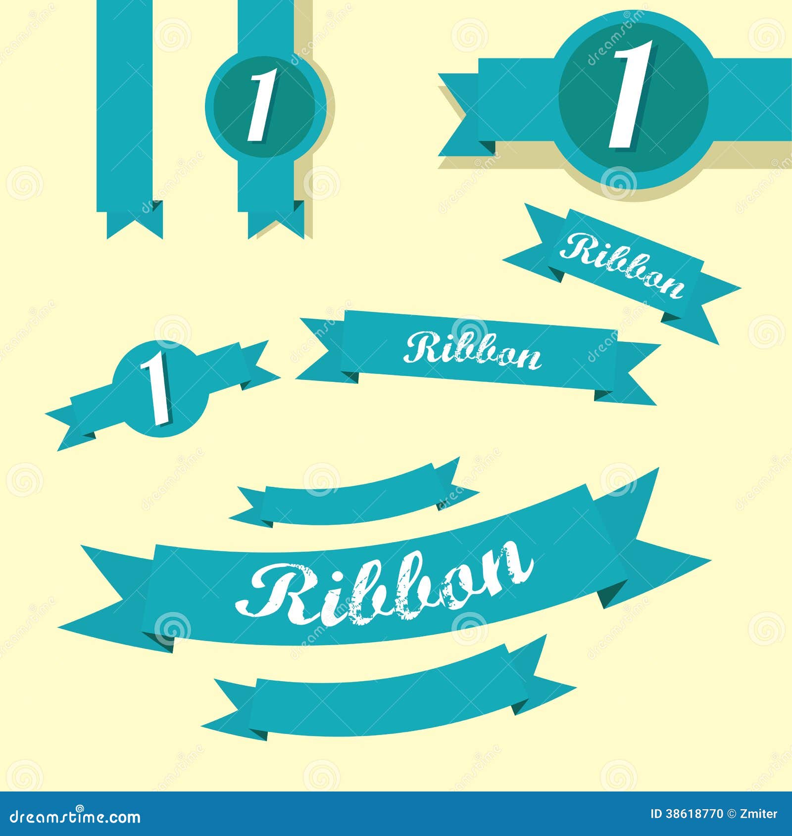 Set of Retro Blue Ribbons and Labels. Stock Illustration Illustration