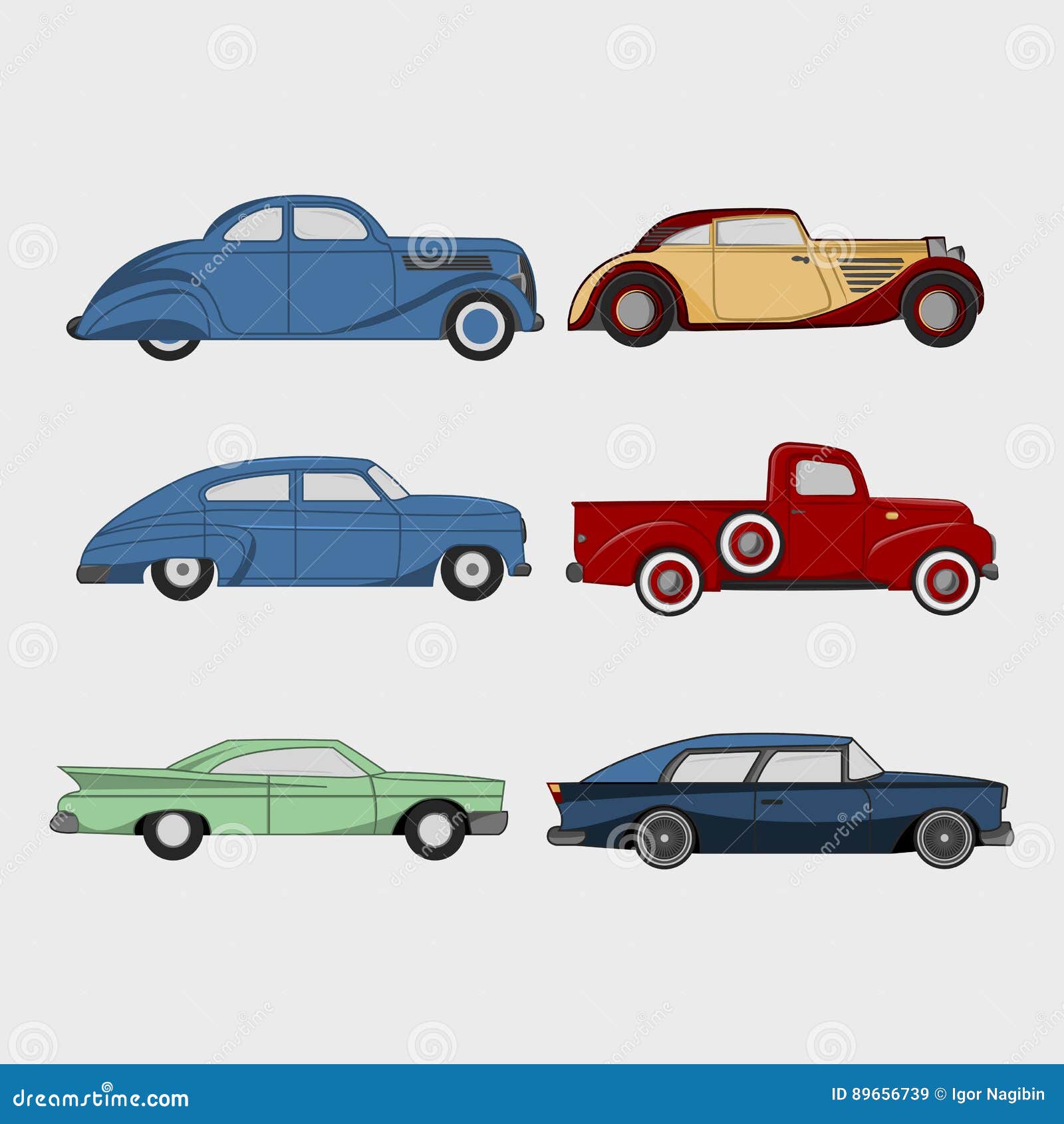 Set of retro cars. stock vector. Illustration of race - 89656739