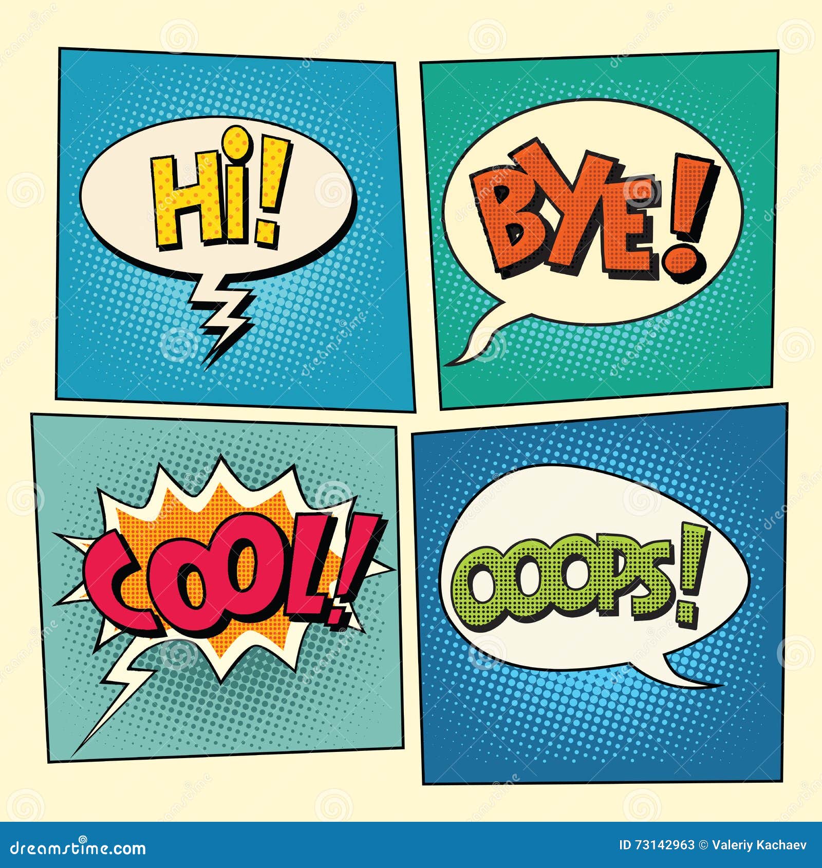 set of retro comic bubbles pop art phrases