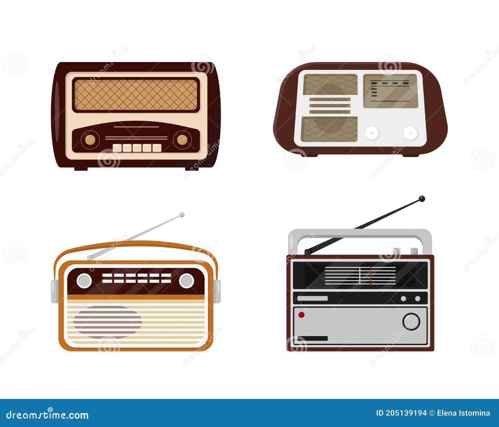 Set of Retro Radios. Vintage Radio Collection Stock Vector - Illustration  of icon, media: 205139194, radio vintage retro