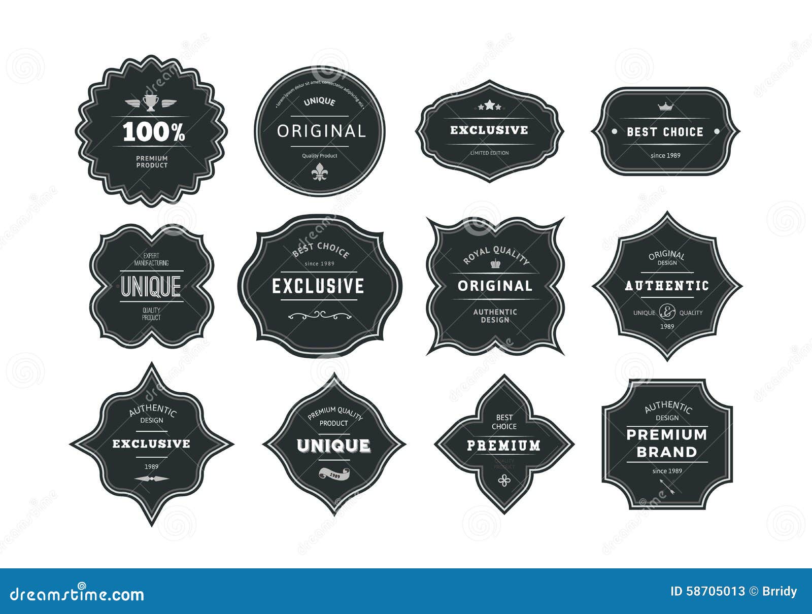 Set of Retro Styled Black Labels with Frames Stock Vector ...