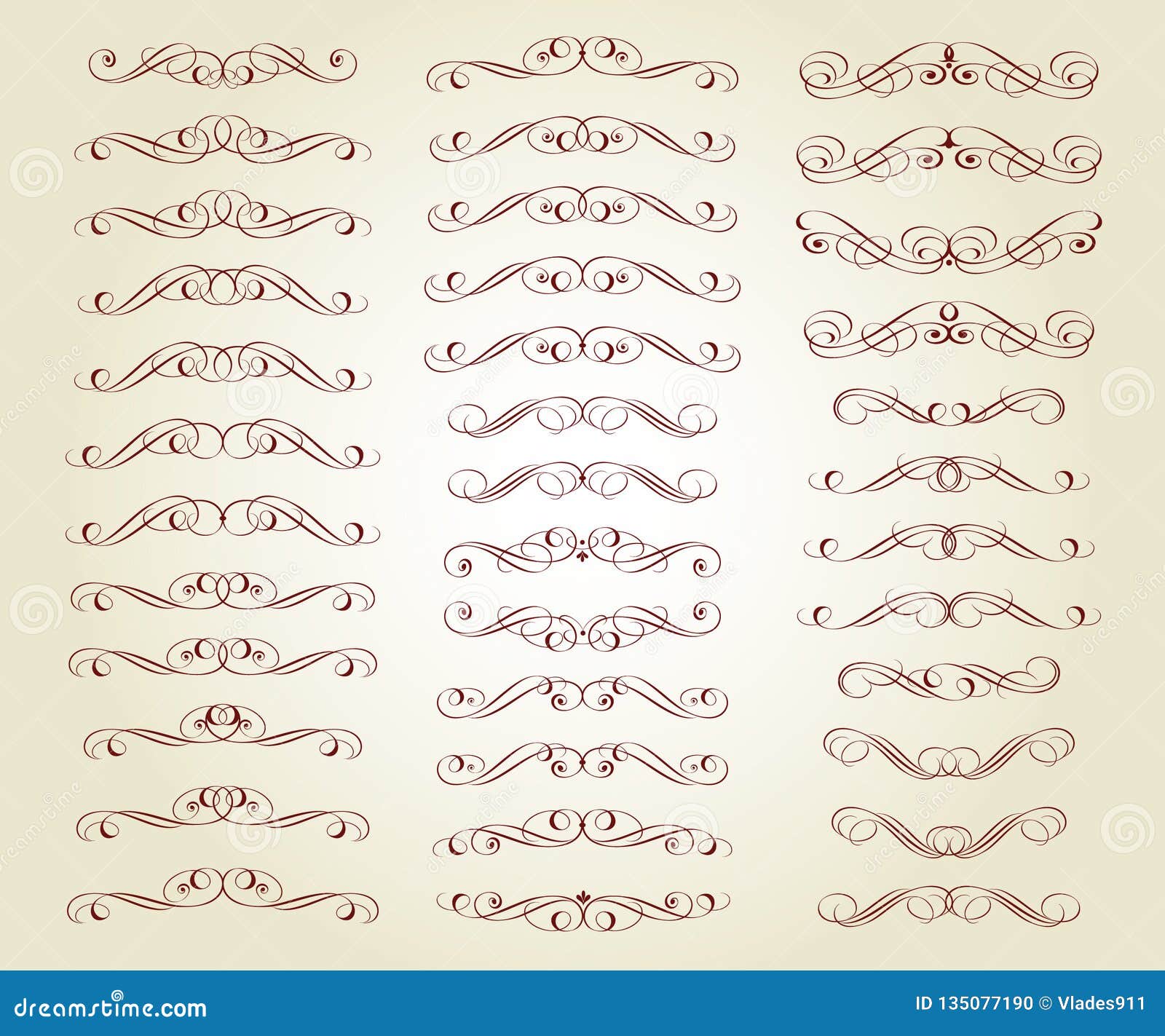 set of retro text dividers and decorative calligraphic lines.