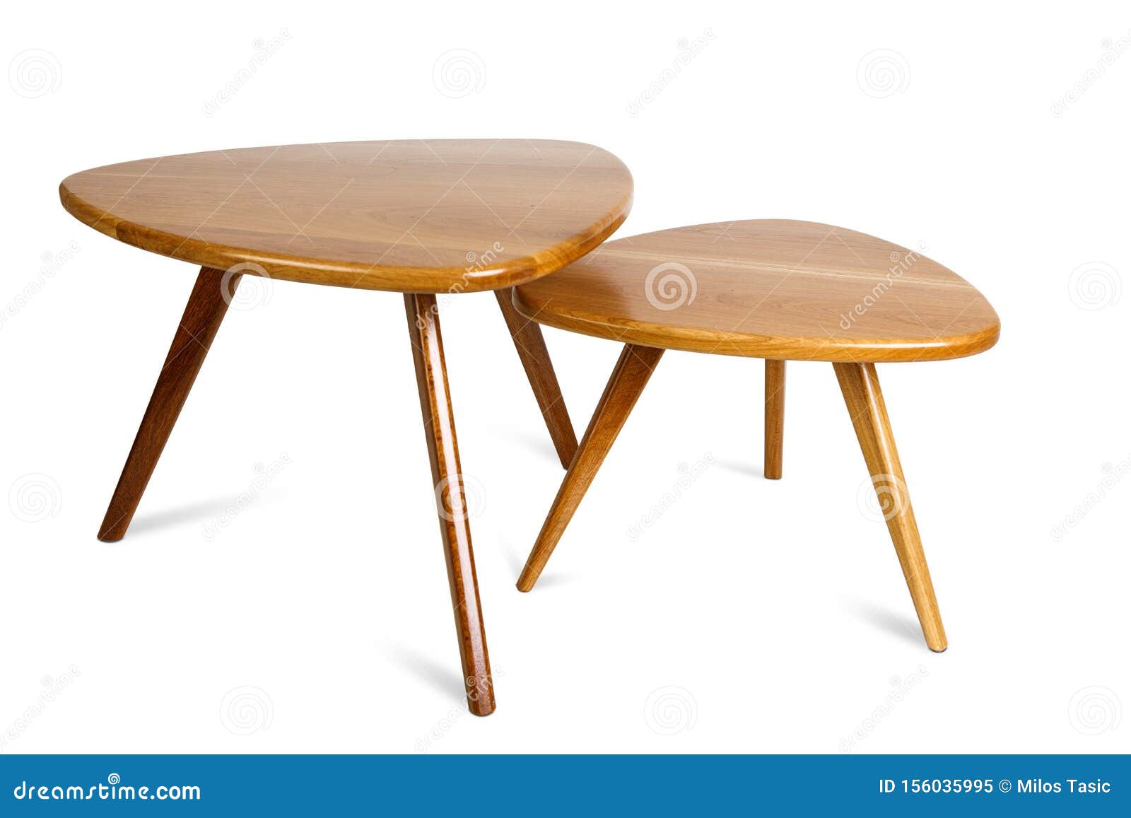 Set of Retro Wooden Coffee Table on White Background ,included Clipping