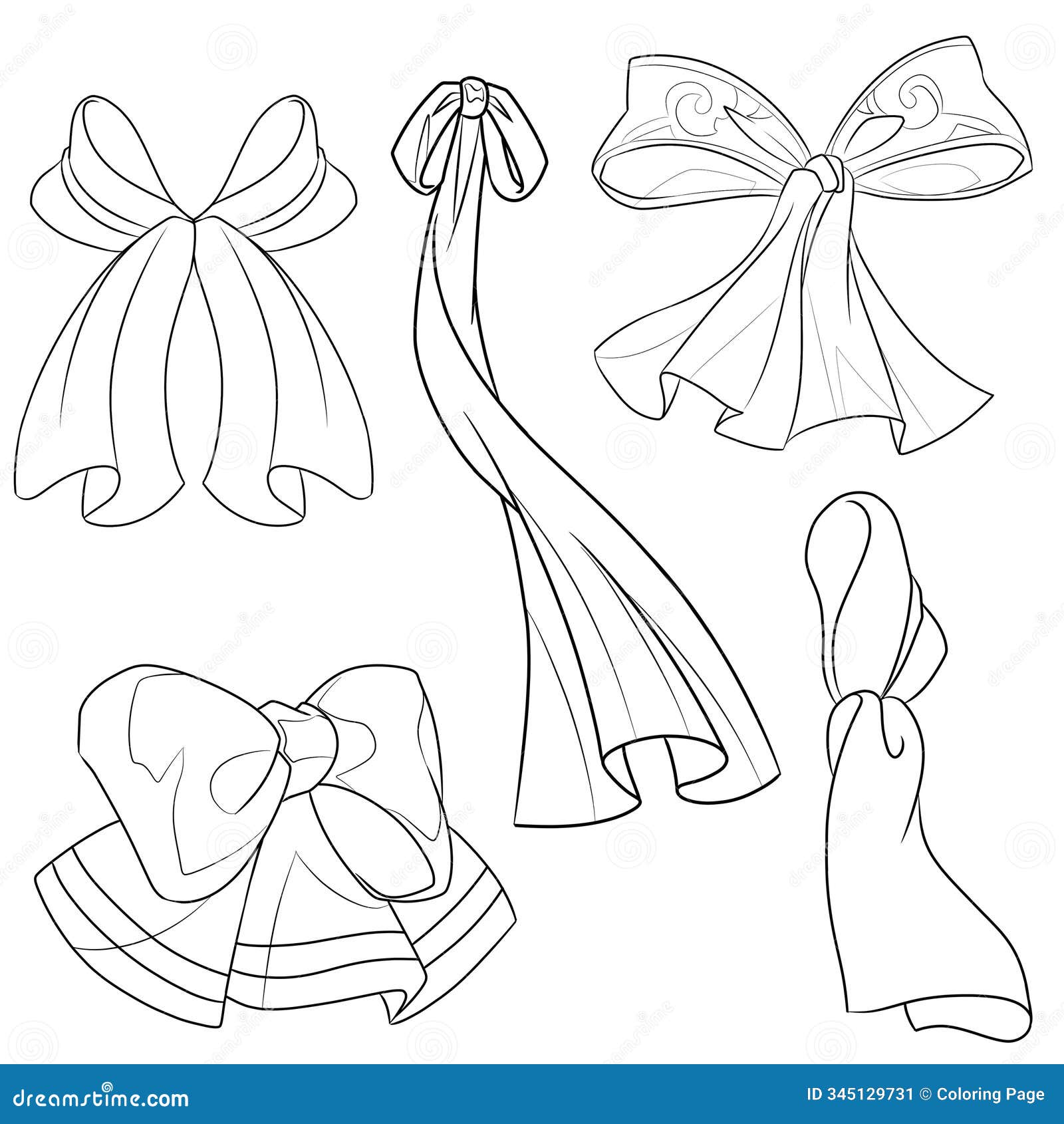 set of ribbon bows  artline style.