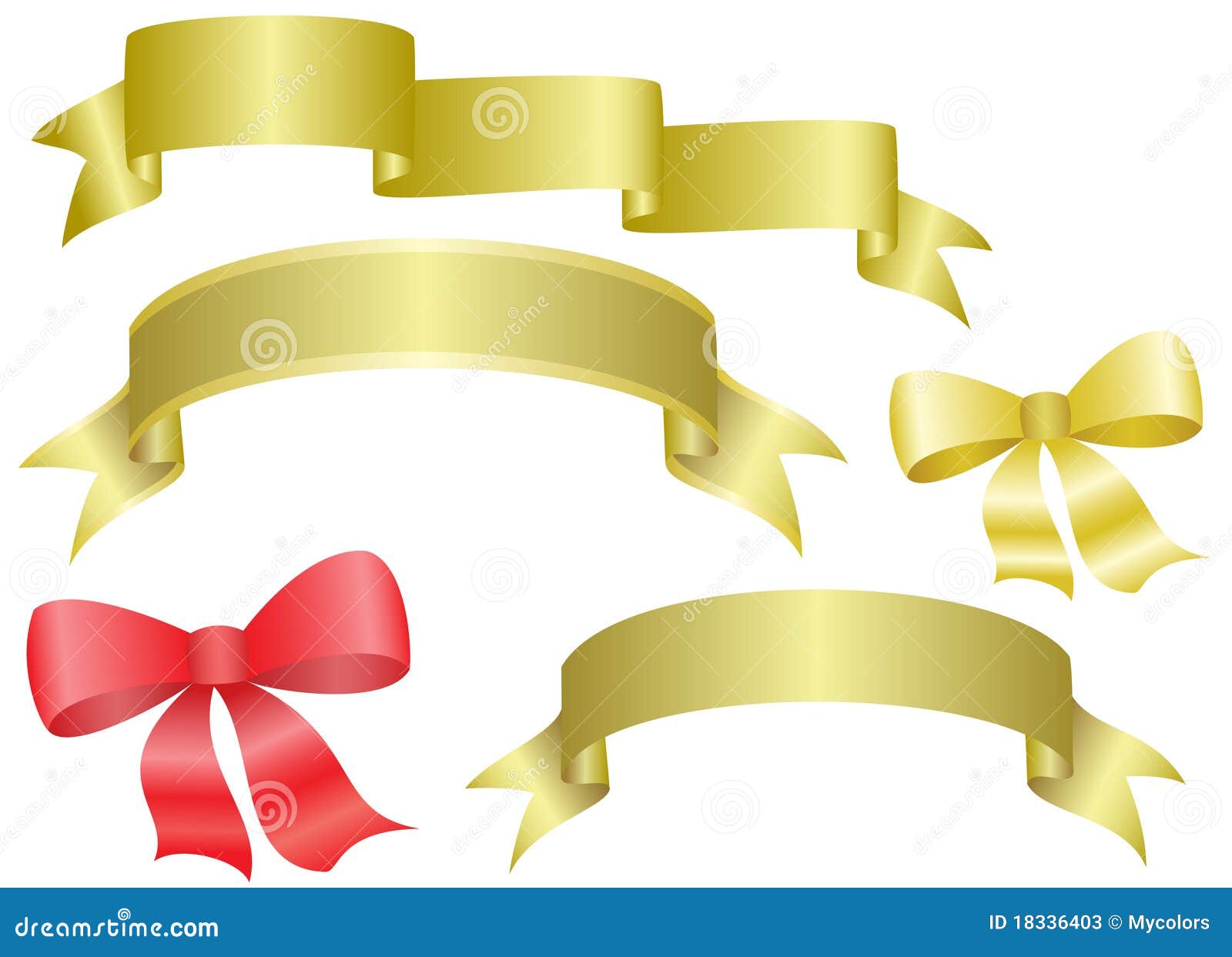 Set of Ribbons and Bows Vector Stock Vector Illustration of decor