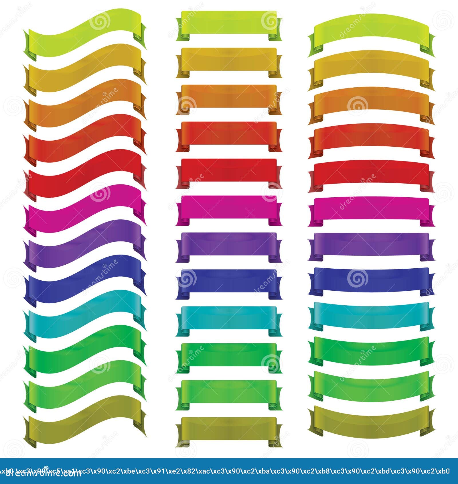 Set of Ribbons of Different Colors Stock Illustration Illustration of