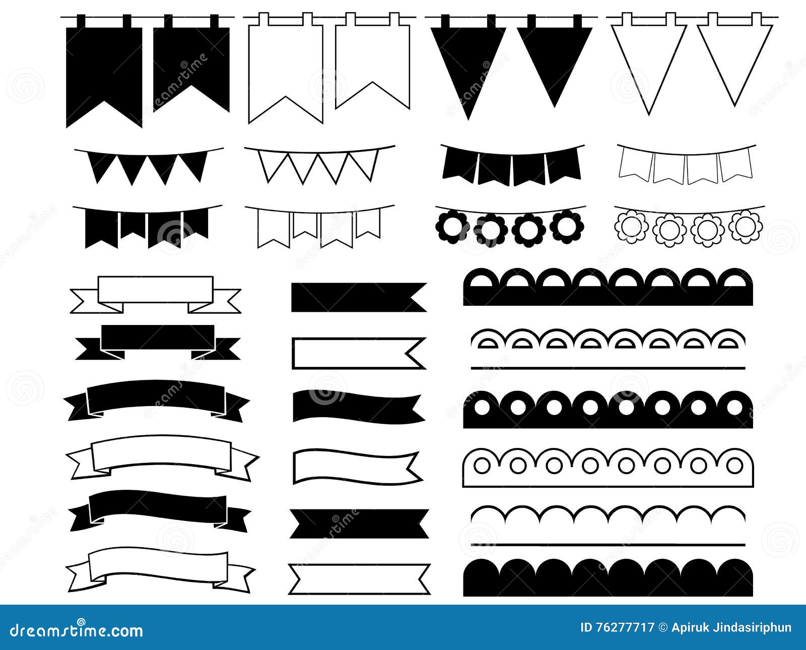 Set of ribbons, flags stock vector. Illustration of icon 76277717