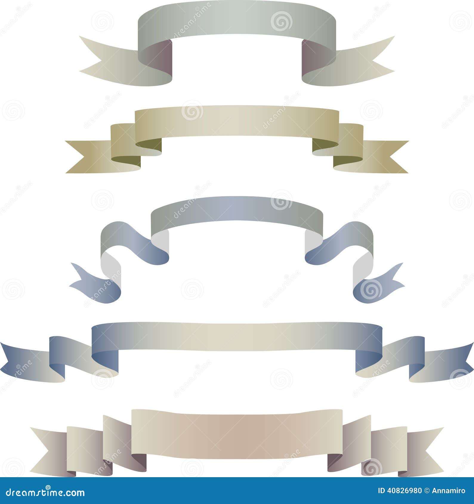 Set of Ribbons in Pastel Colors Stock Vector Illustration of