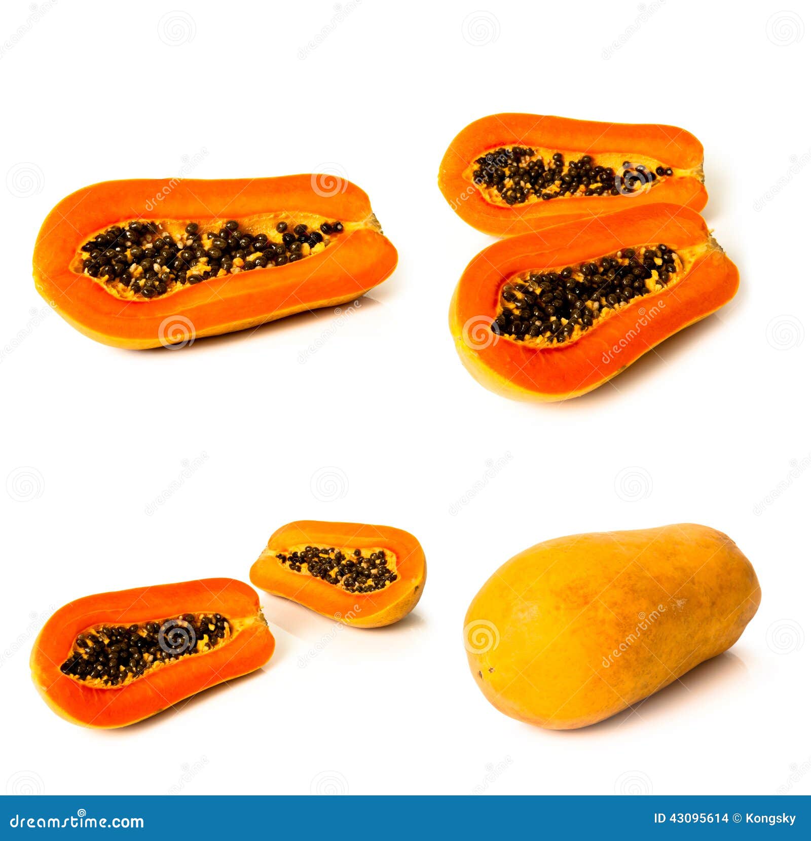 Set of Ripe Papaya Fruit Over White Stock Photo Image of food, juicy