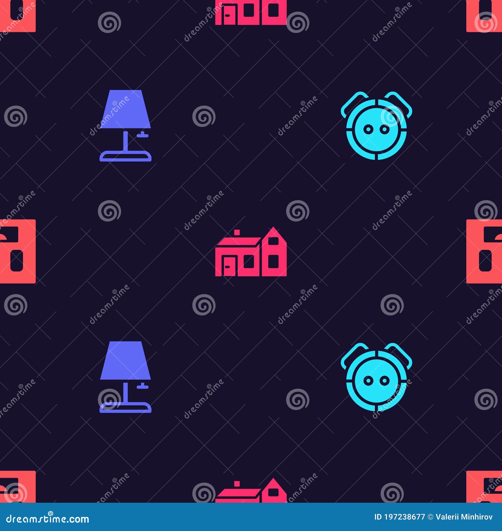 Set Robot Vacuum Cleaner, Table Lamp, House and Bathroom Scales on