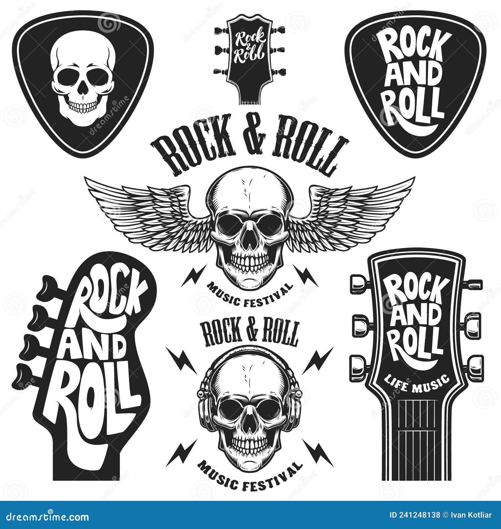 Set of Rock and Roll Emblems. Design Element for Poster, Card, Banner ...