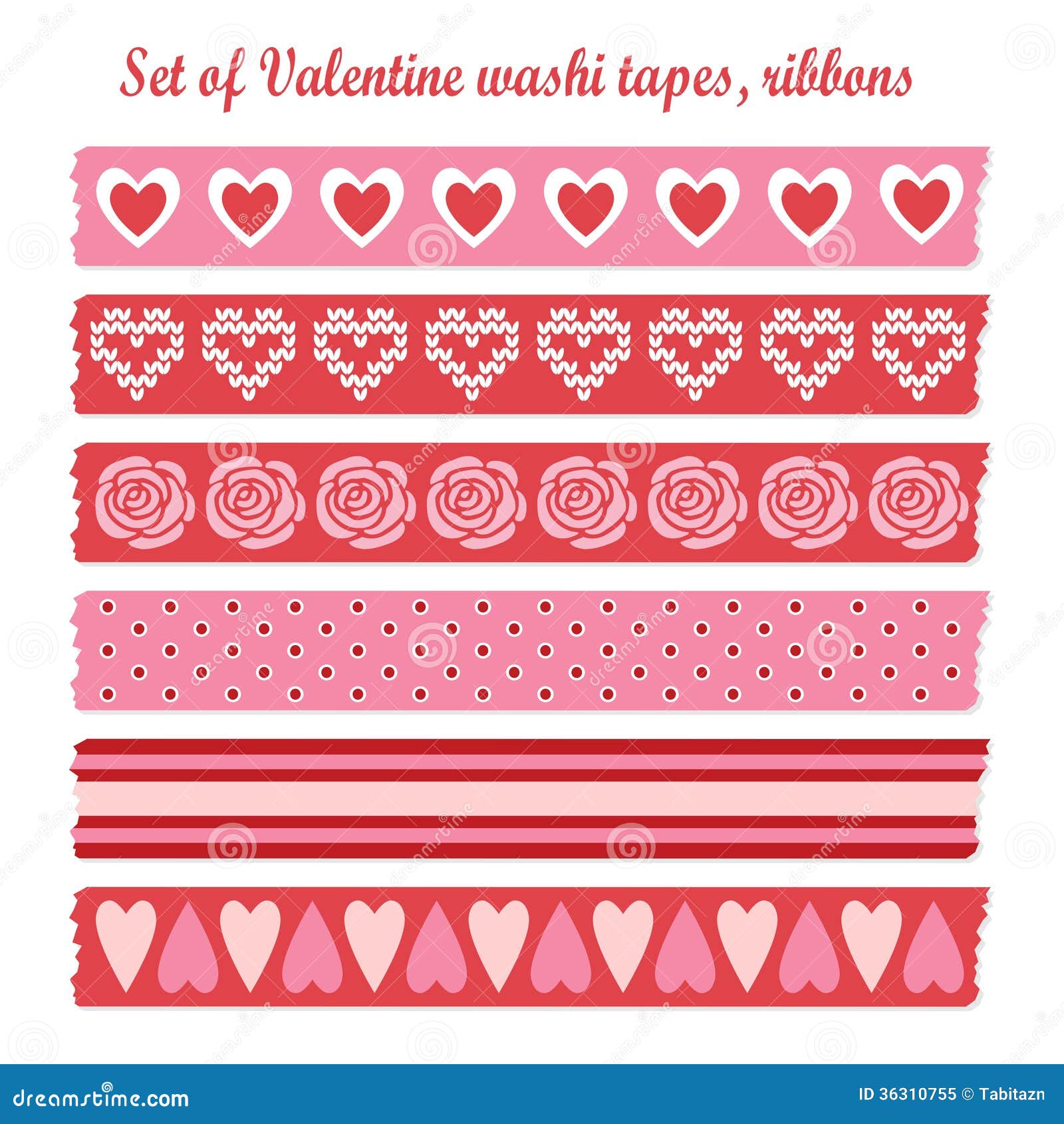 Valentines day washi tape digital, clipart, hearts, love you