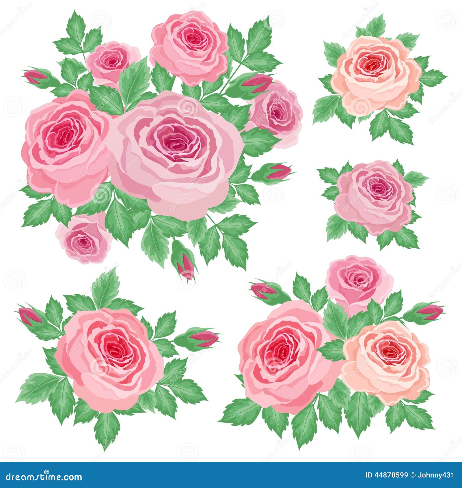 Set of roses stock vector. Illustration of romantic, herbal - 44870599