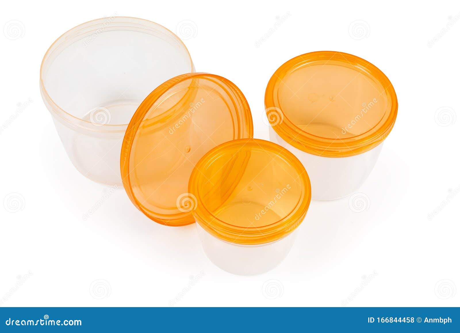 Set of Round Plastic Food Storage Container for Home Use Stock Photo
