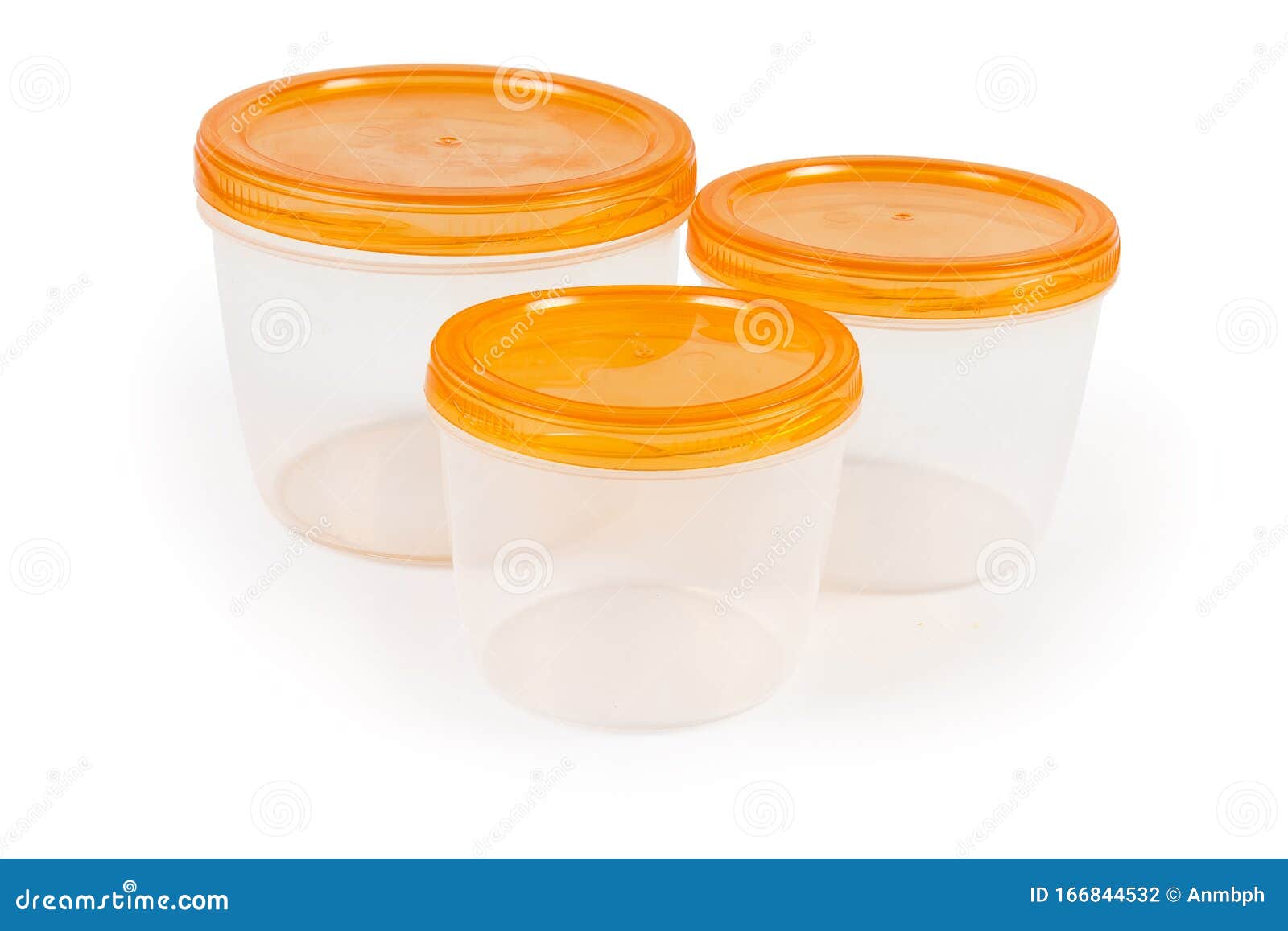Set of Round Plastic Food Storage Container for Home Use Stock Photo