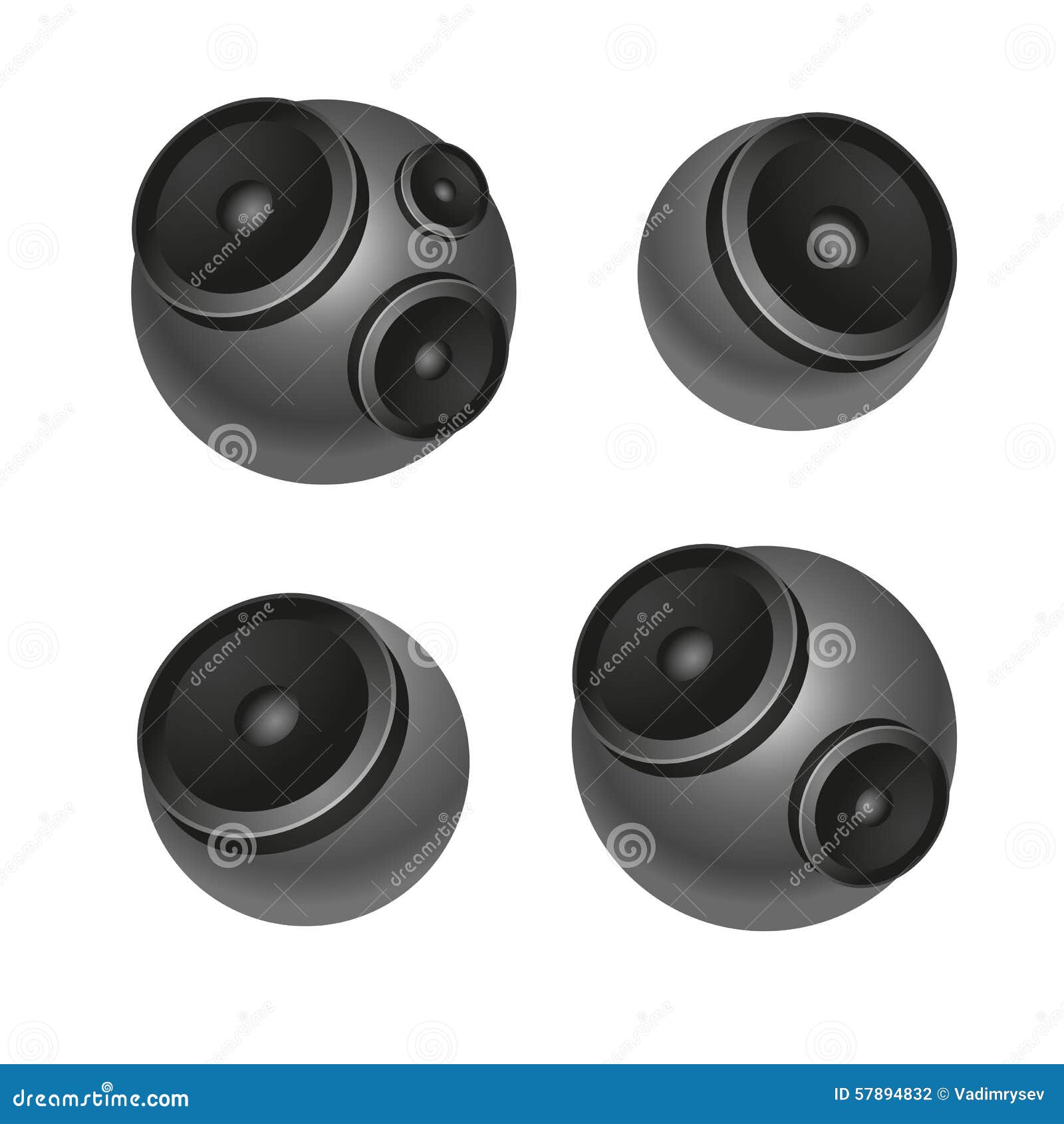 Set of Round Speakers Isolated on White Stock Vector Illustration of