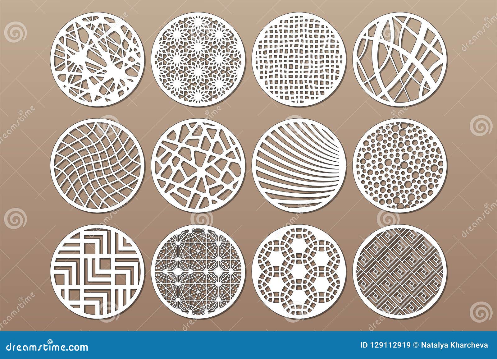 set round template for cutting. abstract line, geometric pattern. laser cut. set ratio 1:2.  
