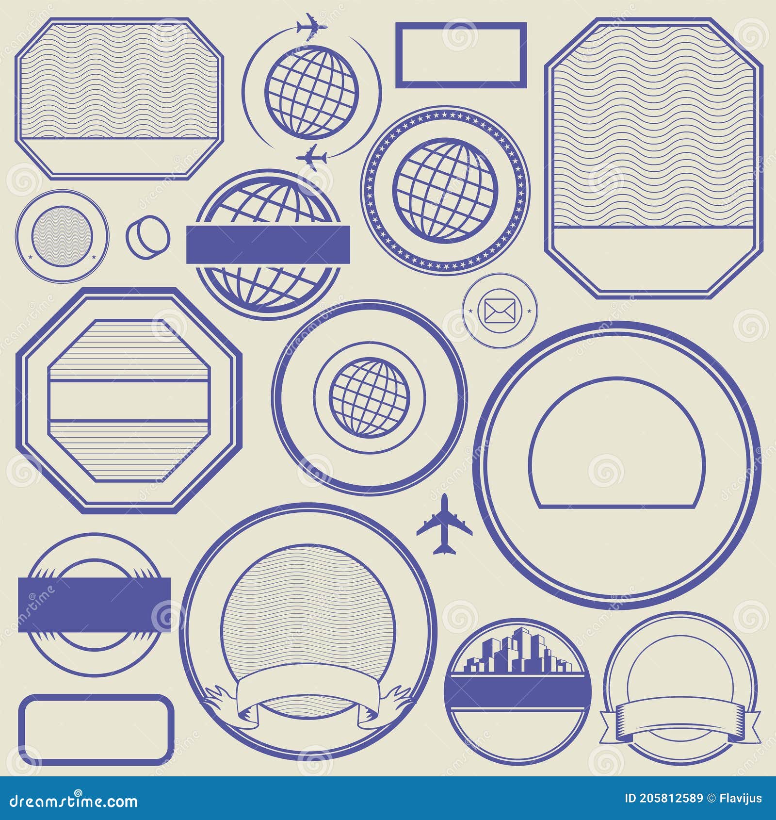 Set of Rubber Stamp, Design Template for Text Stock Vector