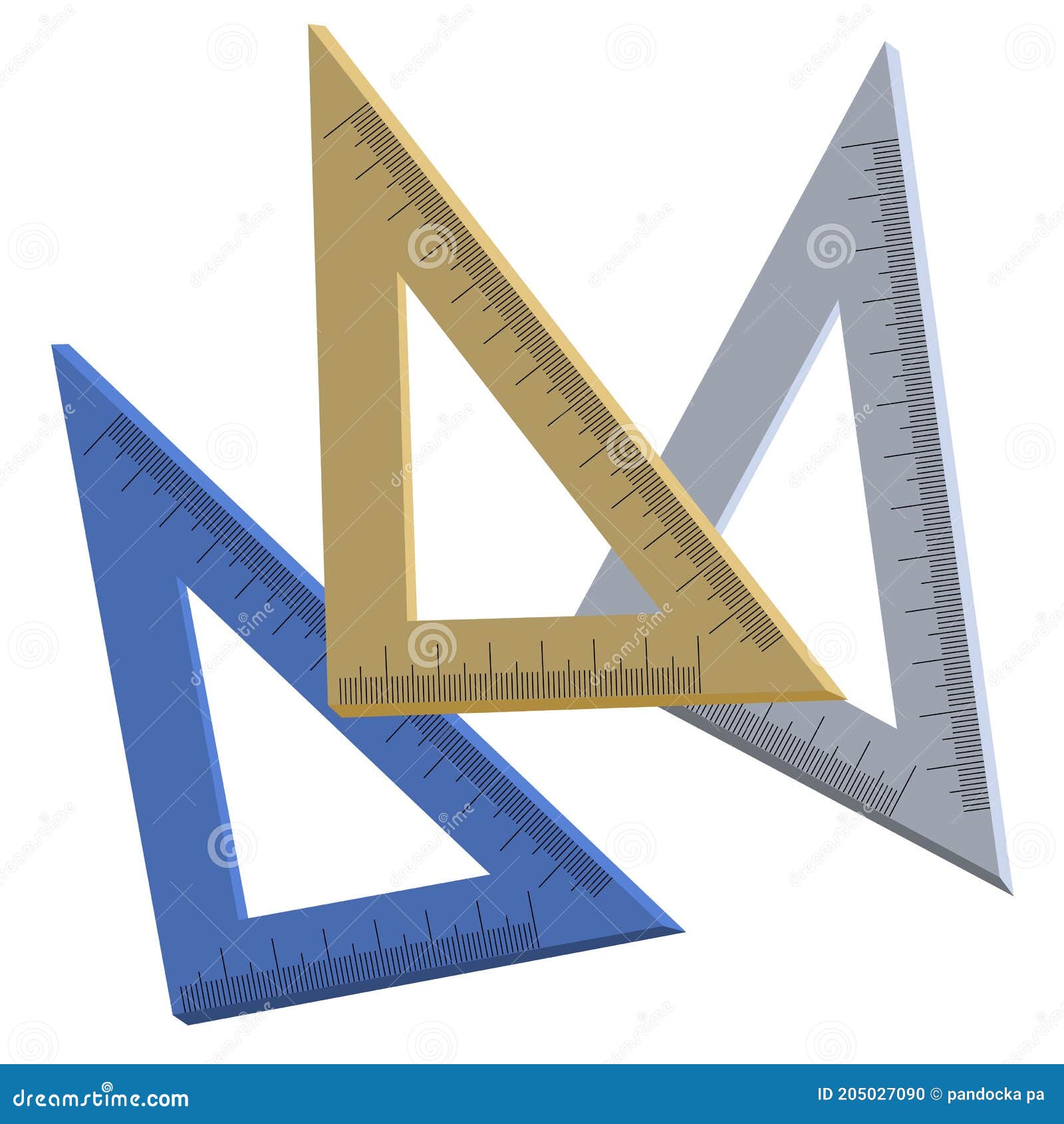 A Set of Rulers for Drawing. Voluminous Stationery Rulers. Vector