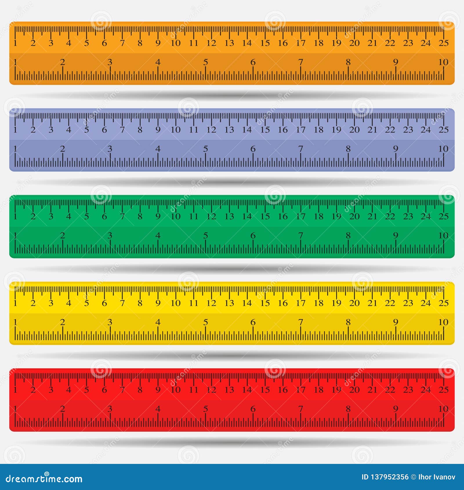 Set of Rulers, School Supplies, Drawing Stock Illustration