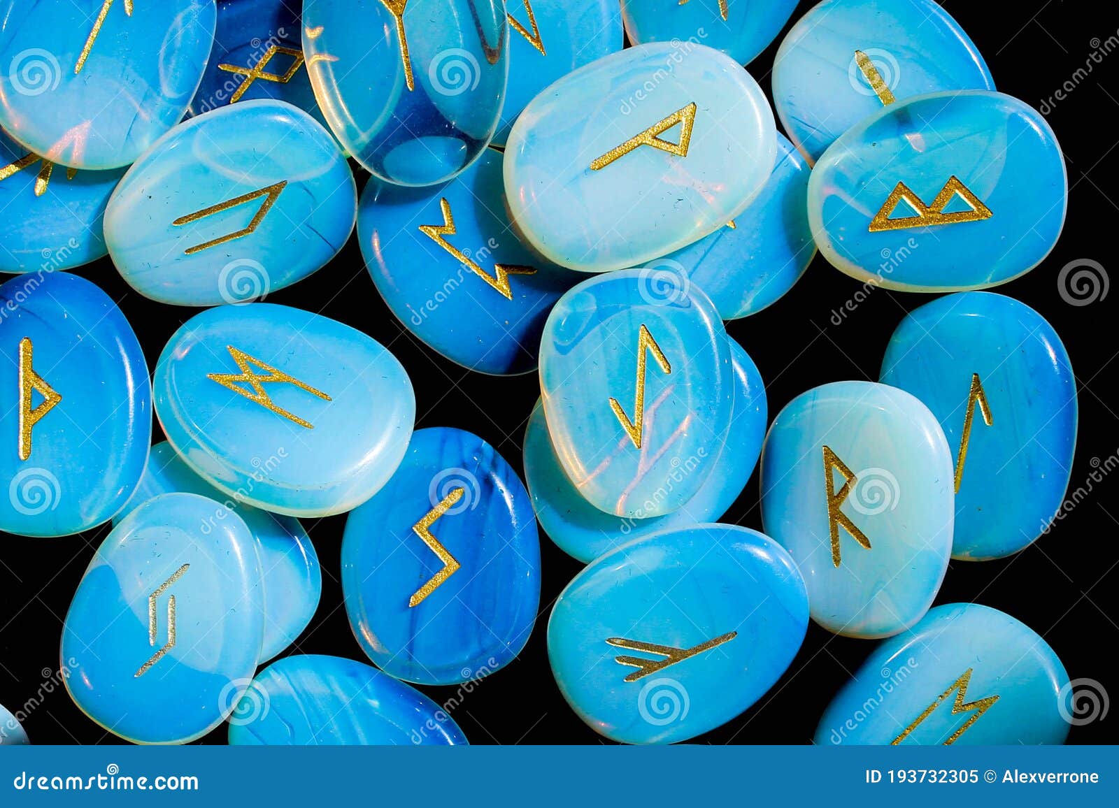Set of Runes for Fortune Telling Laid Out on a Table. Stock Image