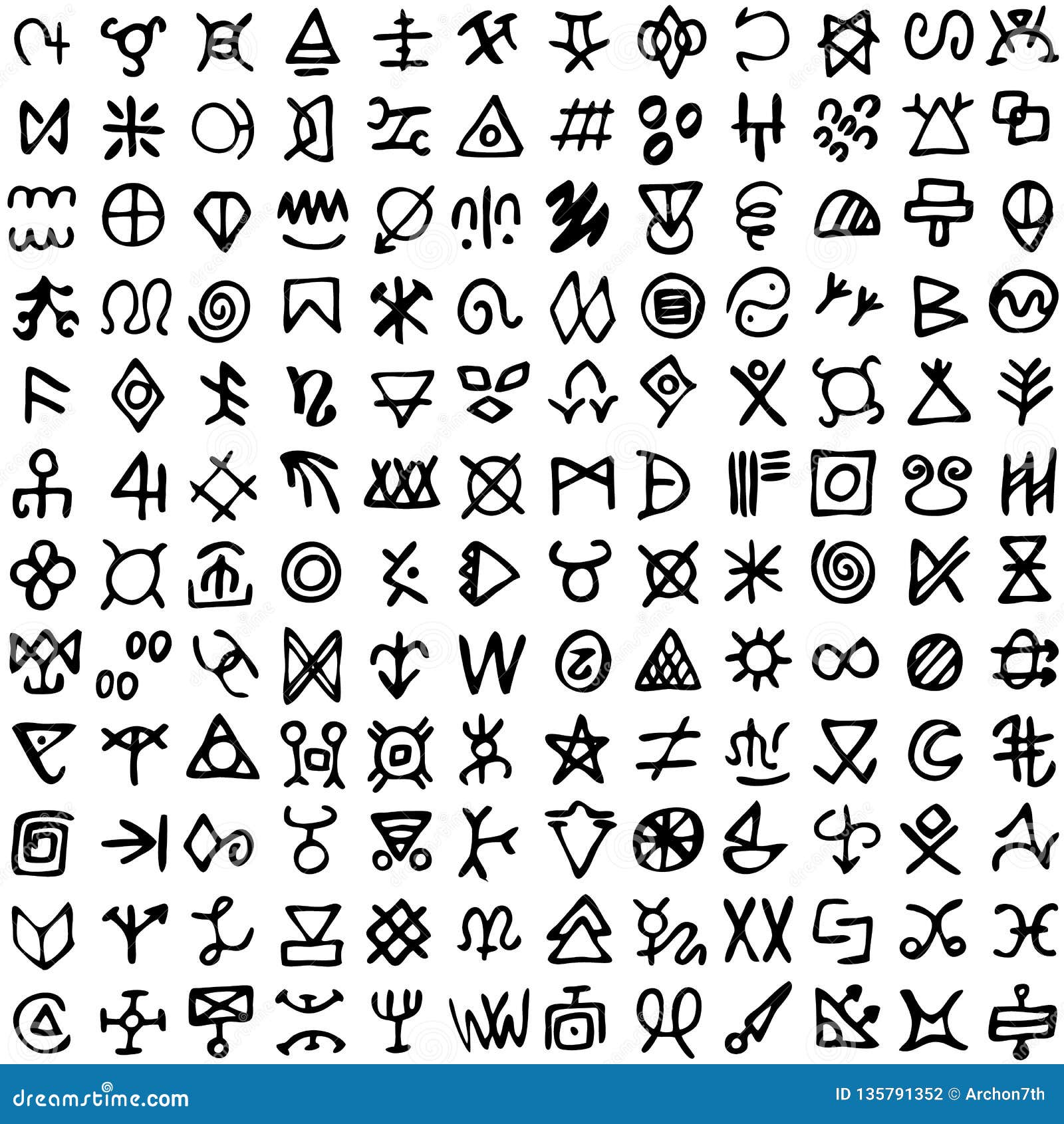 set of runes s. ancient occult s, vikings like letters on white