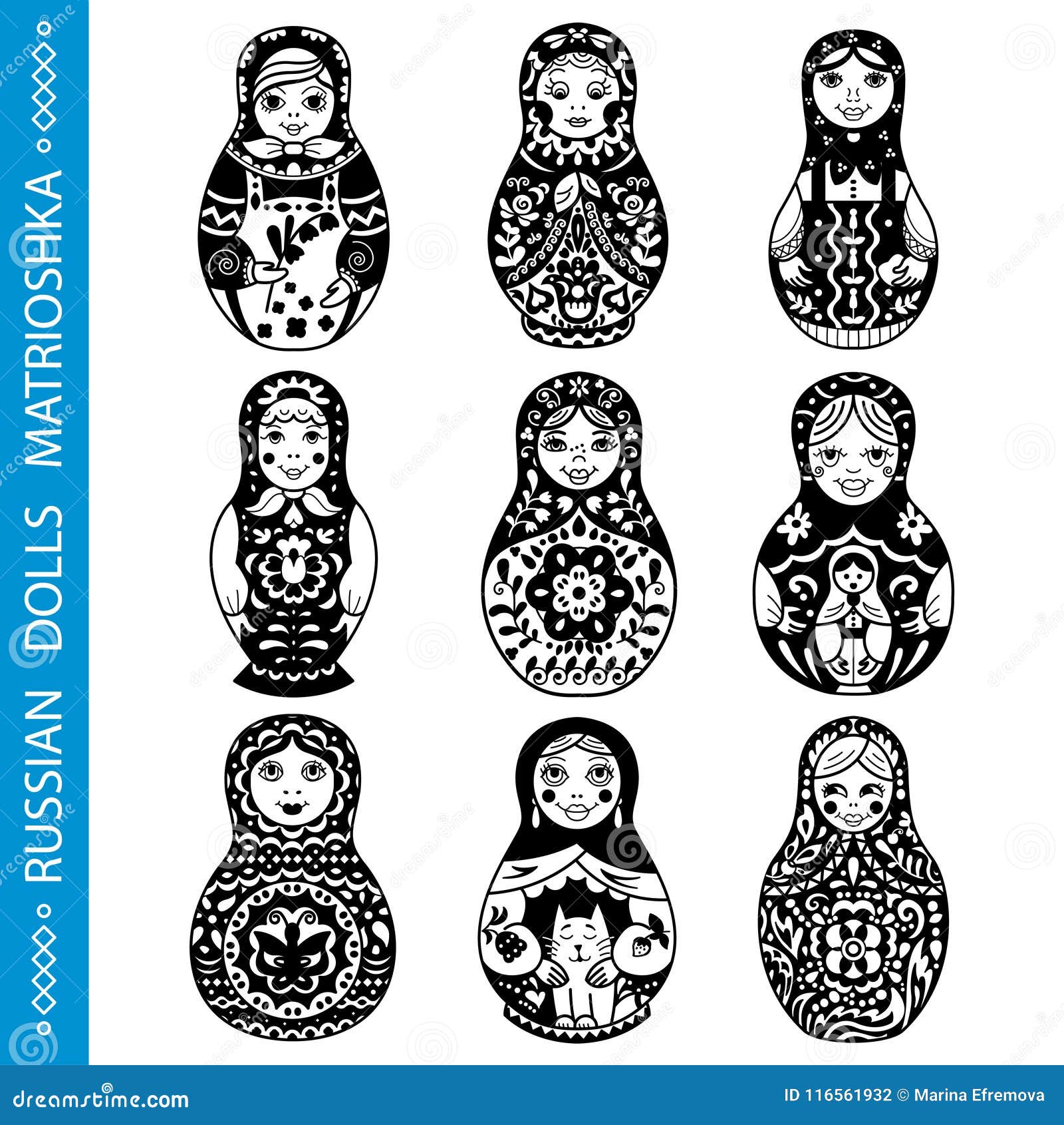 Set of Russian Traditional Nested Dolls Matryoshka. Stock Vector Set of Russian Traditional Nested Dolls Matryoshka. Stock Vector