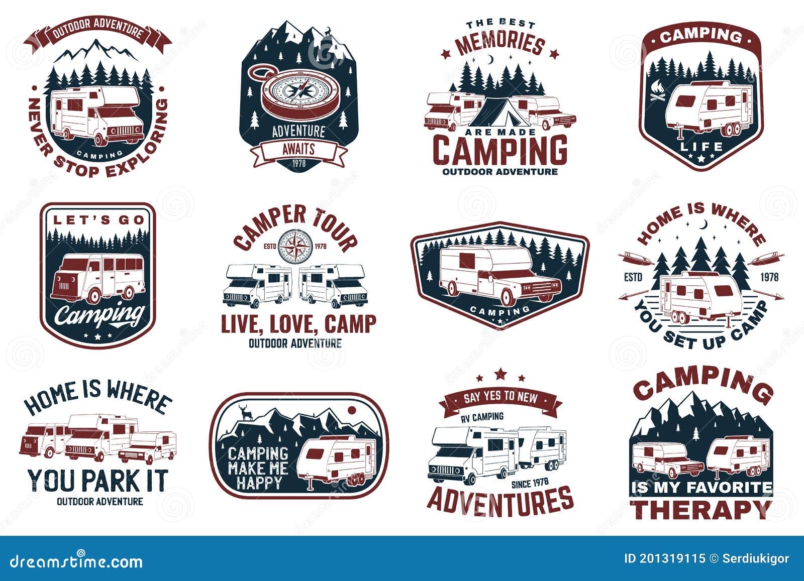 Set of Rv Camping Badges, Patches. Vector. Concept for Shirt or Logo ...